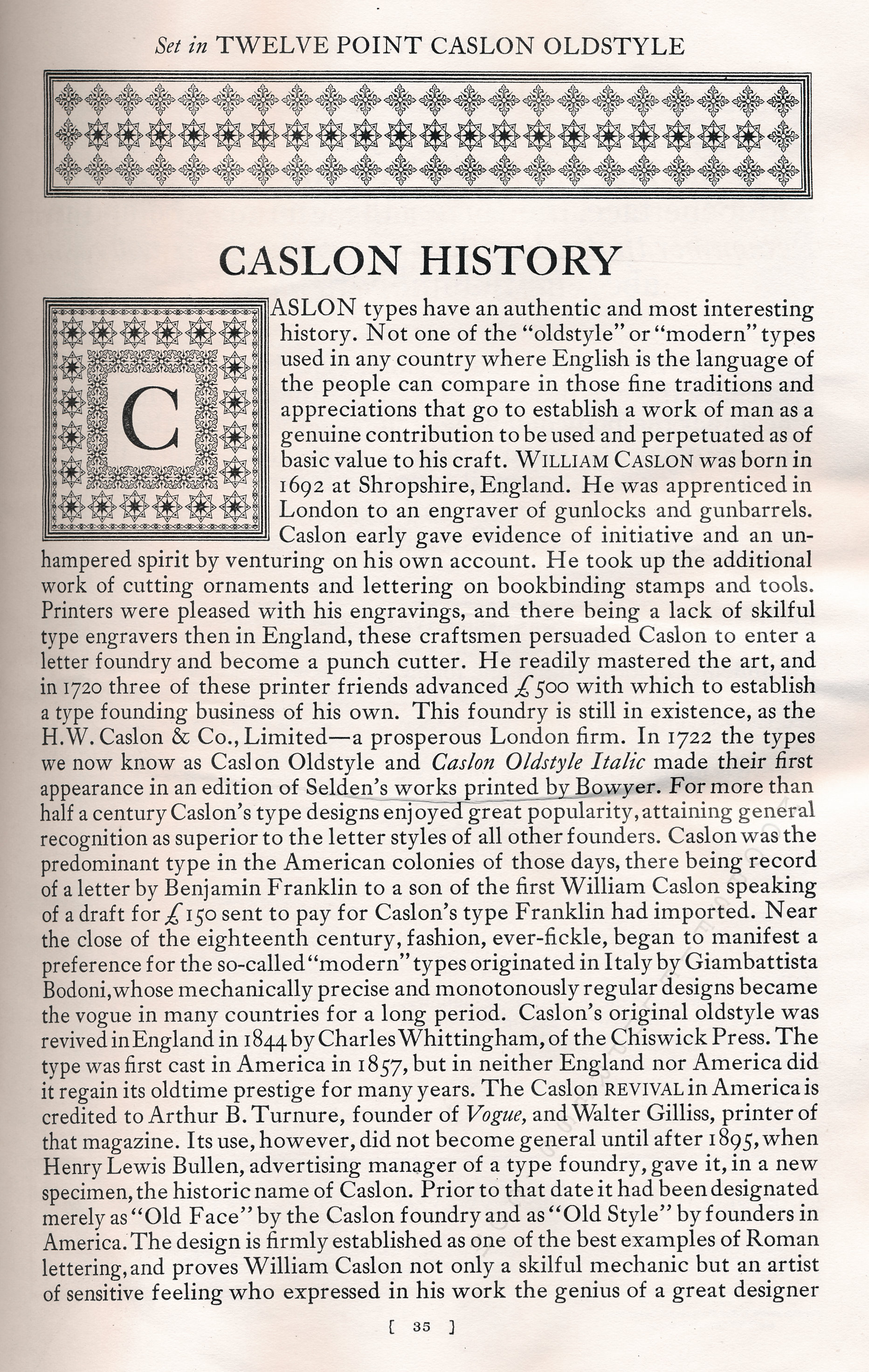 Caslon Font
              Typeface Catalog owned by Winfred Porter Truesdell