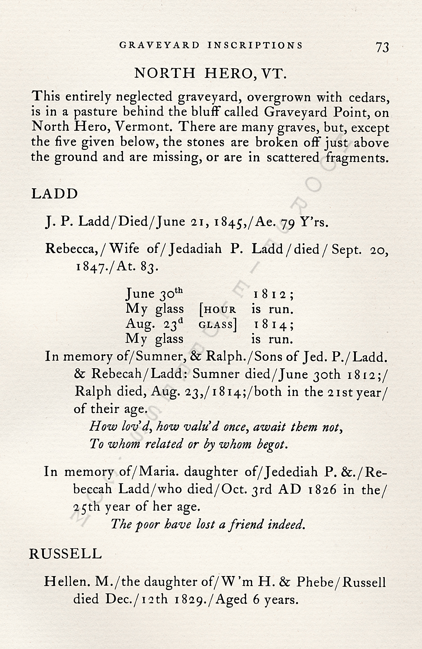 The
                      Moorsfield Antiquarian-Inscriptions from Old
                      Graveyards: the McLellan Cemetery Transcriptions