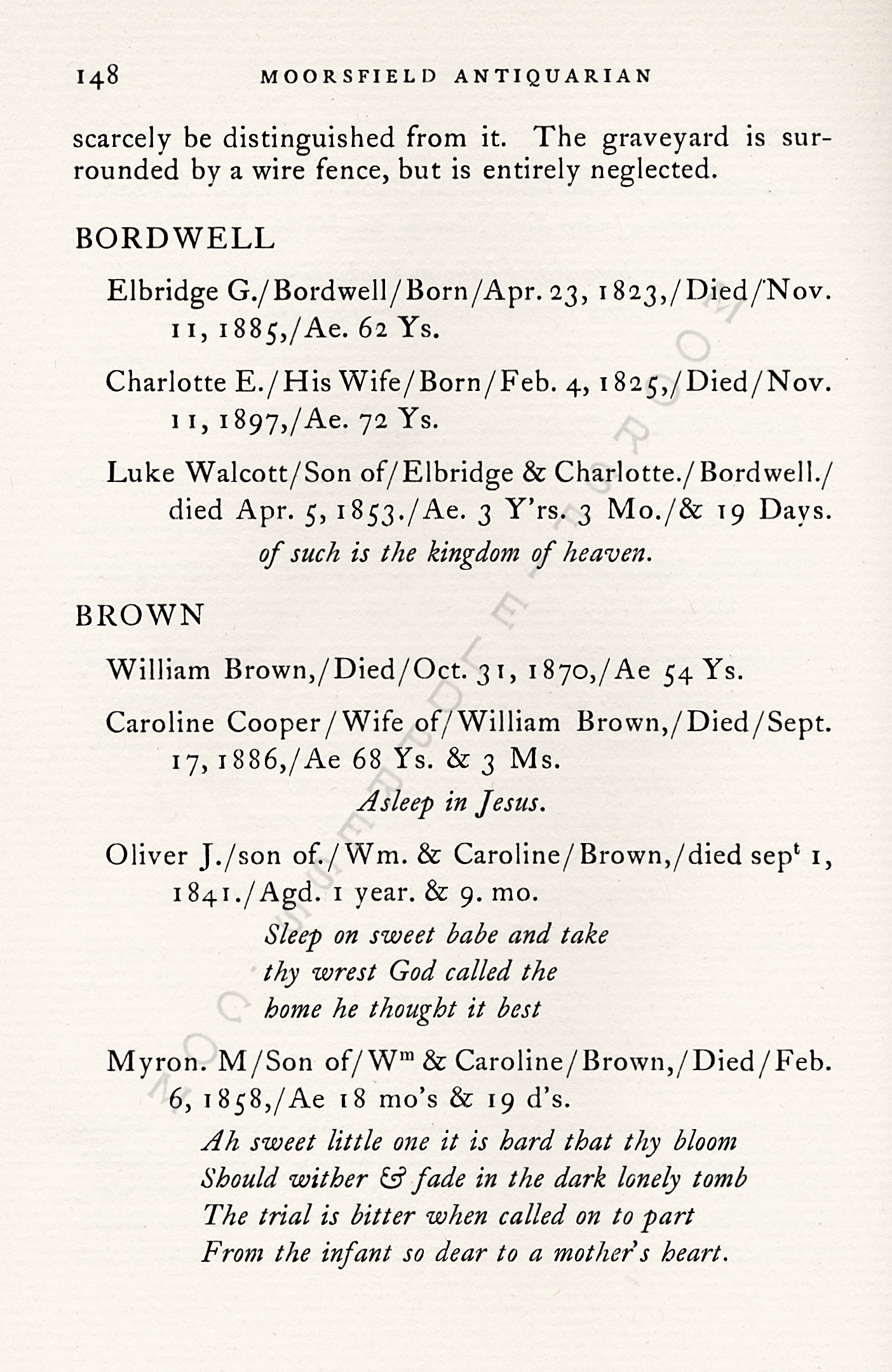 The
                      Moorsfield Antiquarian-Inscriptions from Old
                      Graveyards: the McLellan Cemetery Transcriptions