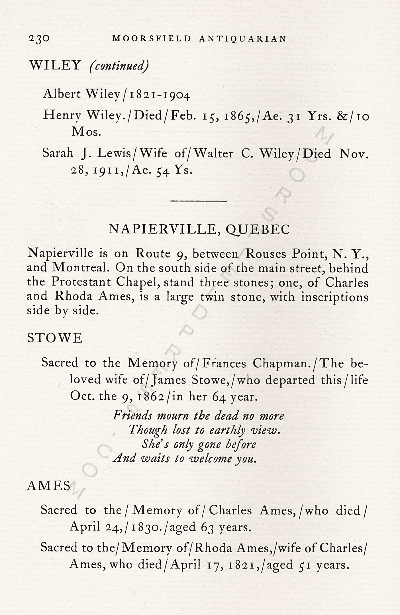 The
                      Moorsfield Antiquarian-Inscriptions from Old
                      Graveyards: the McLellan Cemetery Transcriptions