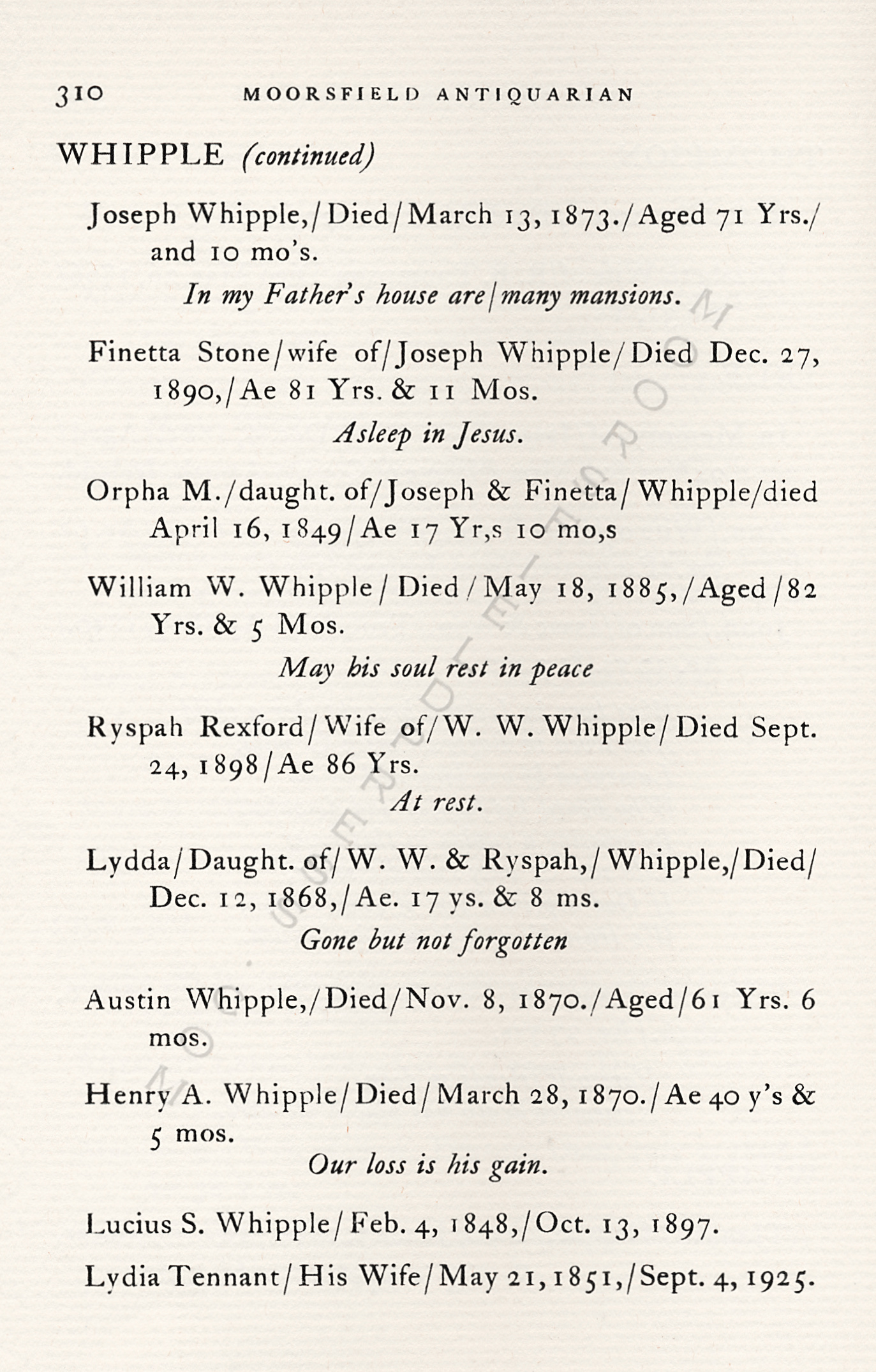 The
                      Moorsfield Antiquarian-Inscriptions from Old
                      Graveyards: the McLellan Cemetery Transcriptions