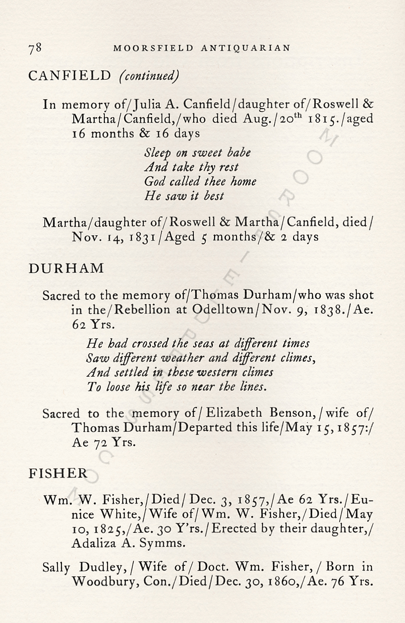 The
                      Moorsfield Antiquarian-Inscriptions from Old
                      Graveyards: the McLellan Cemetery Transcriptions