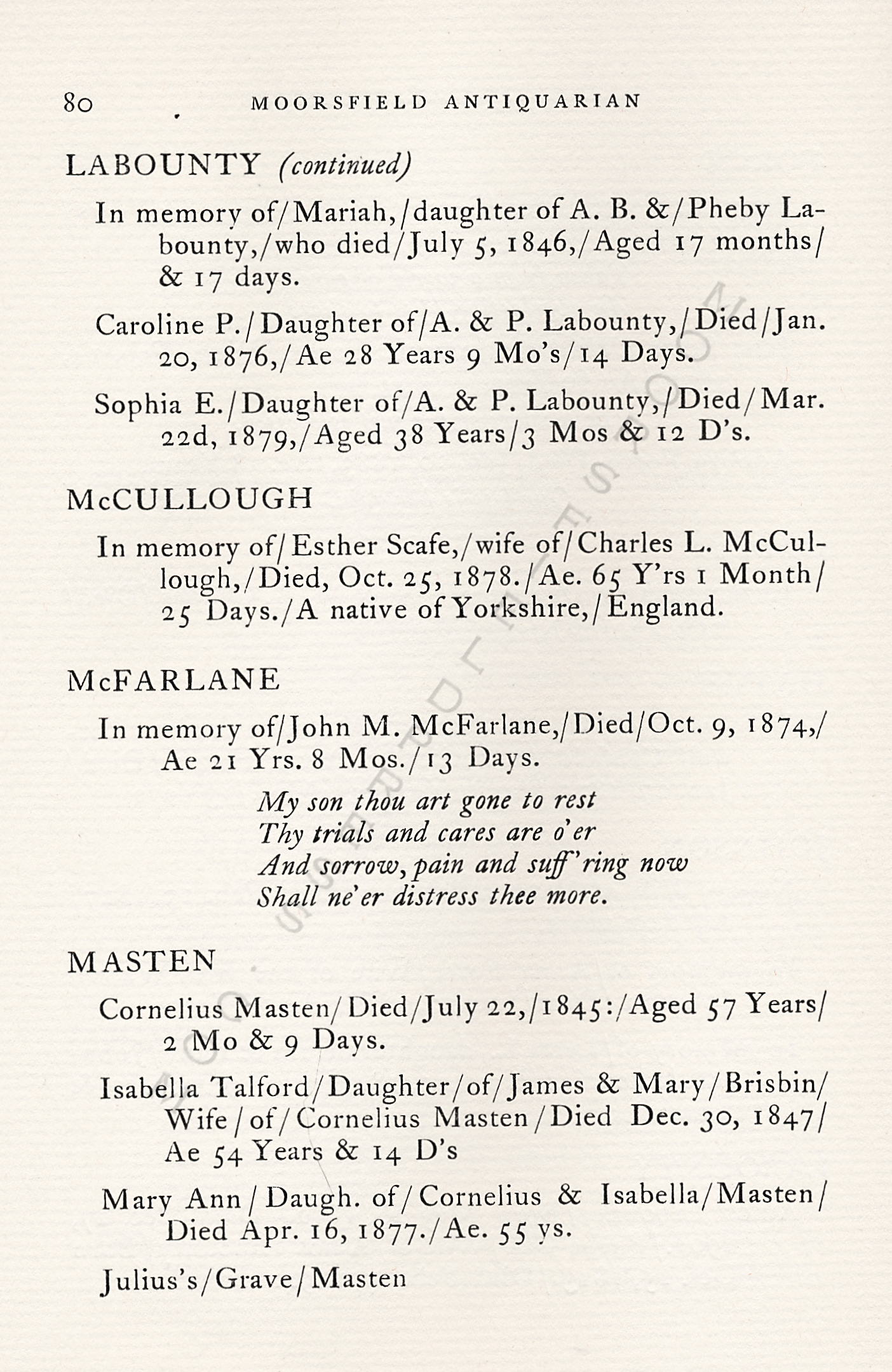 The
                      Moorsfield Antiquarian-Inscriptions from Old
                      Graveyards: the McLellan Cemetery Transcriptions