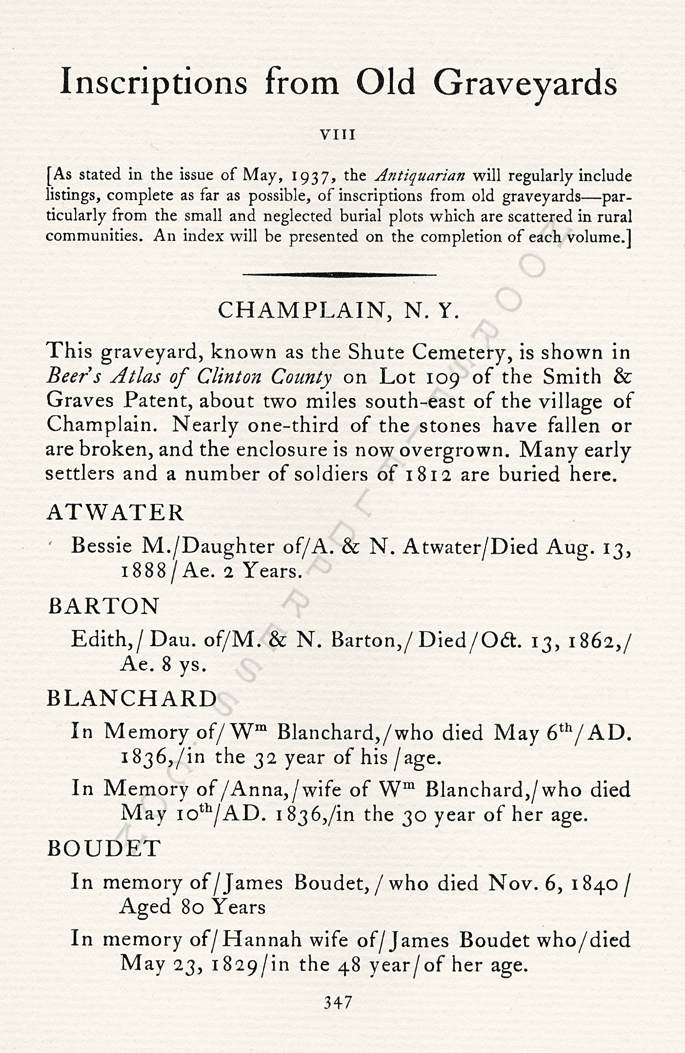 The
                      Moorsfield Antiquarian-Inscriptions from Old
                      Graveyards: the McLellan Cemetery Transcriptions