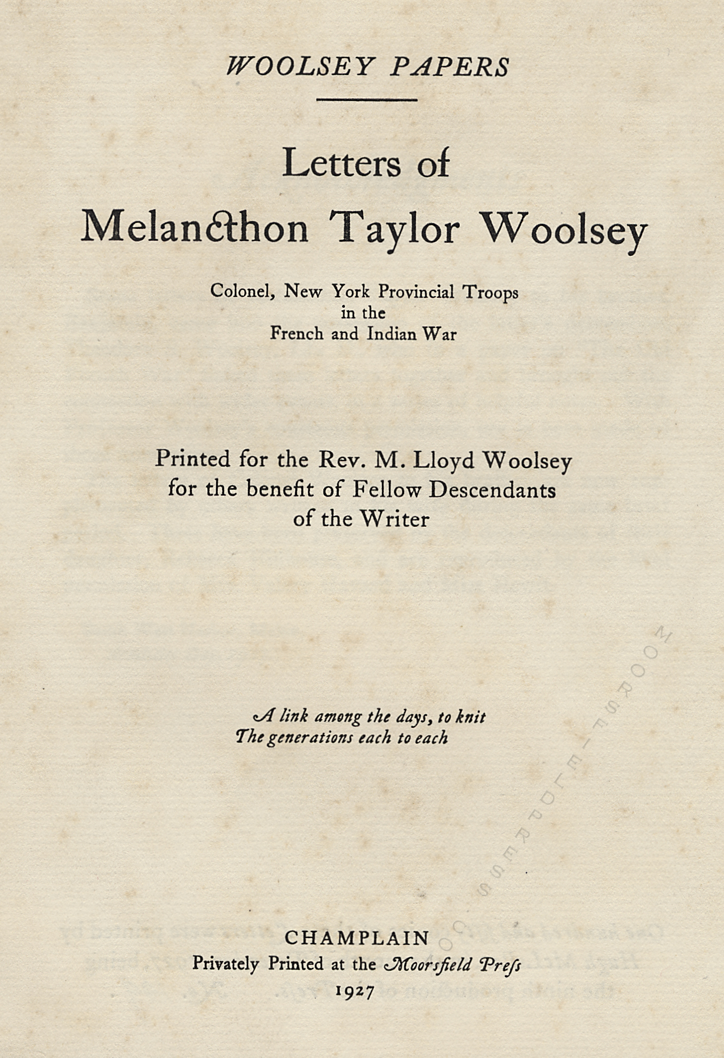 moorsfield press publication-letters
                              of melanchthon taylor woolsey