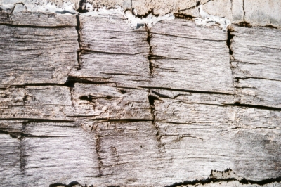 Dewey's tavern log cabin built in 1797-az
                  marks on outside of building