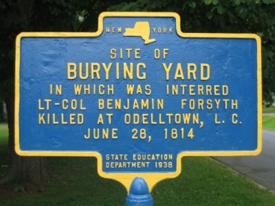 burying yard where forsyth was
              buried in 1814; oak street in champlain