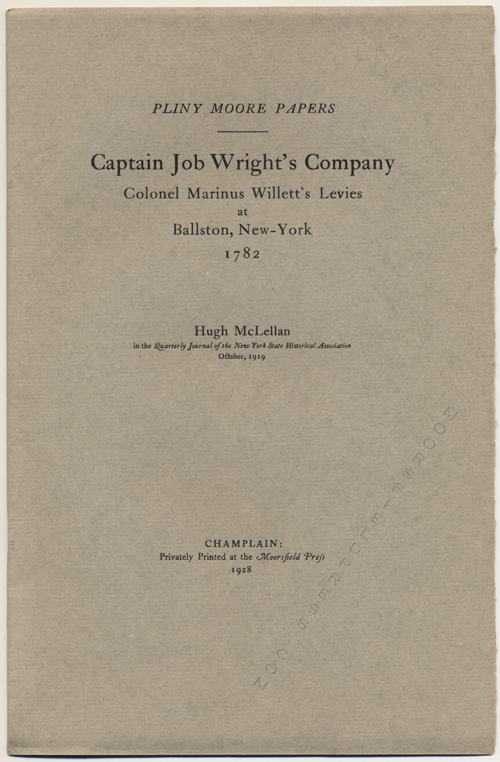 moorsfield press publication-captain
                              job wrights company-pliny moore