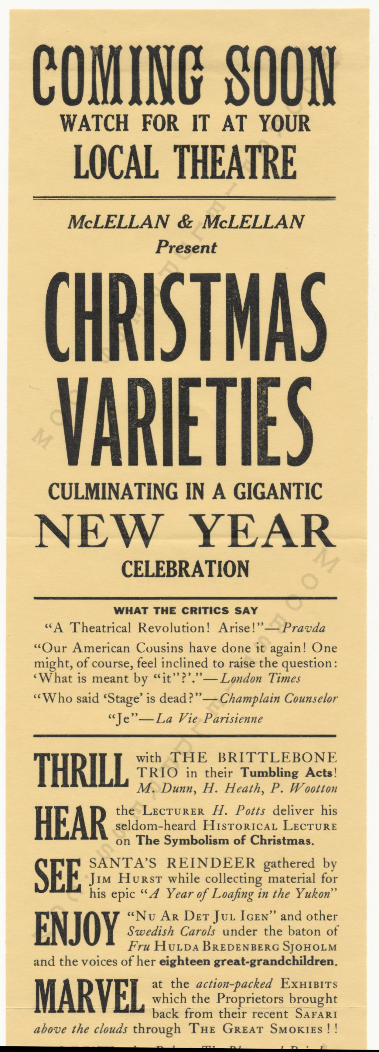 The
                      McLellan Christmas Cards printed by the Moorsfield
                      Press