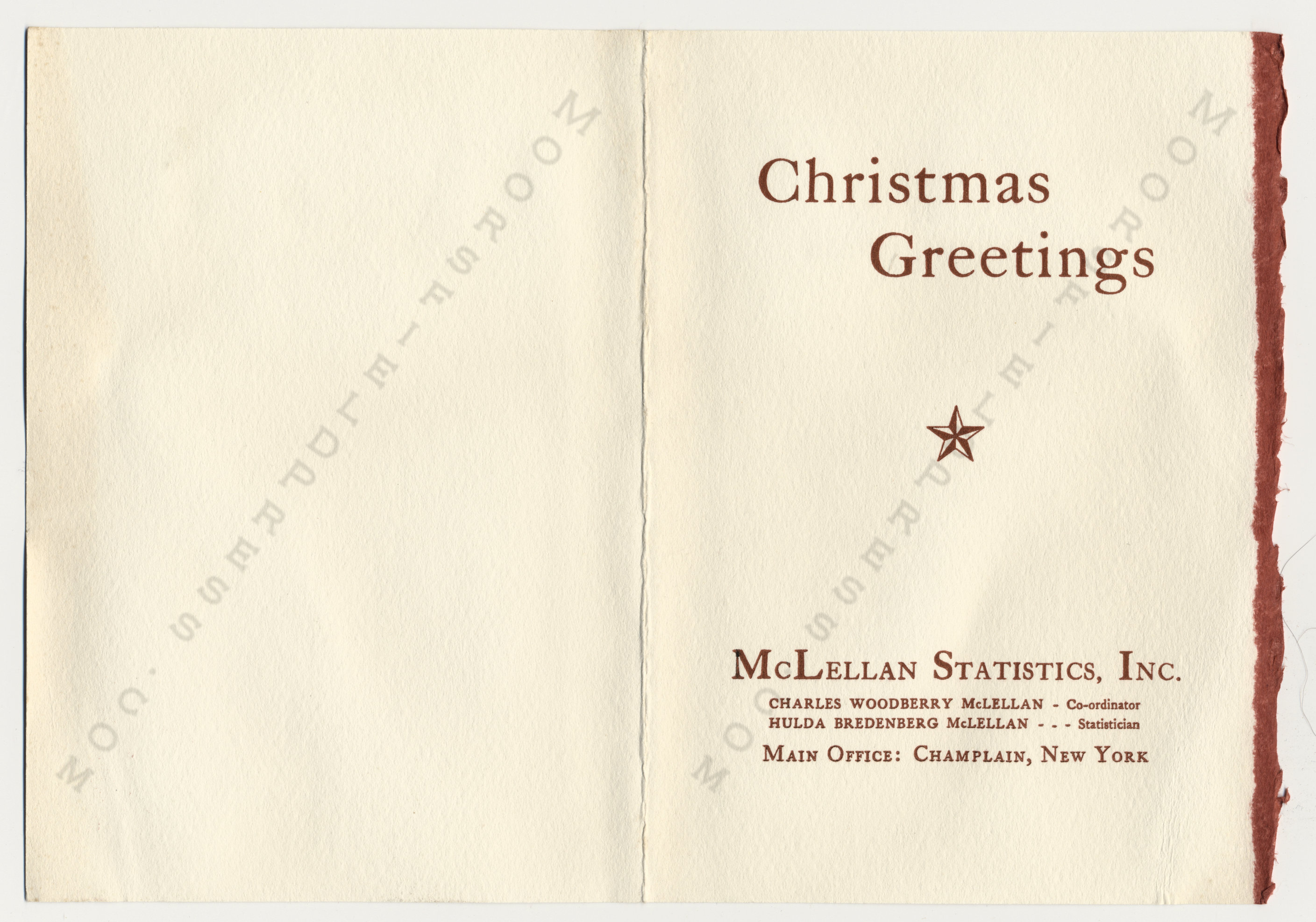 The
                      McLellan Christmas Cards printed by the Moorsfield
                      Press