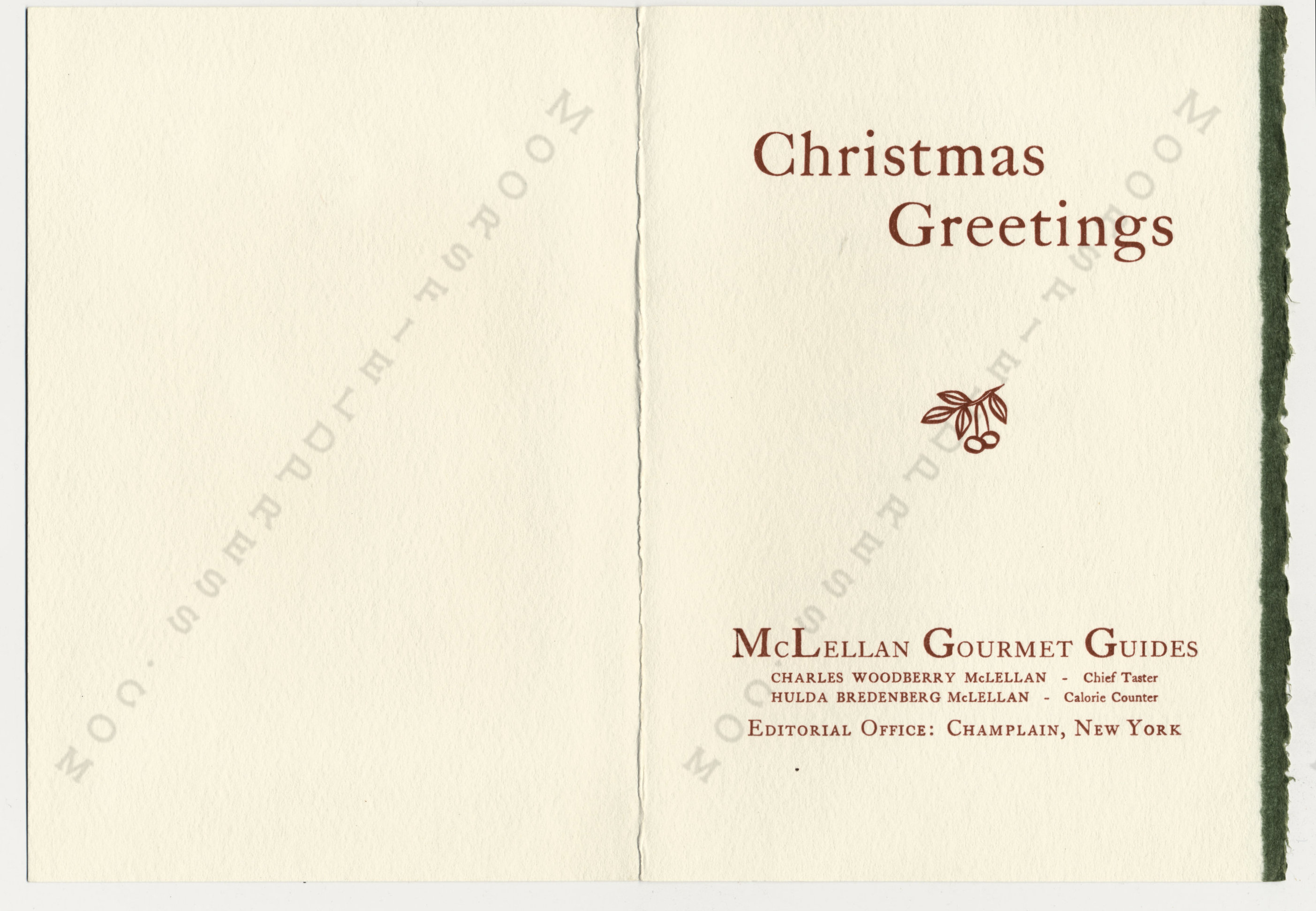 The
                      McLellan Christmas Cards printed by the Moorsfield
                      Press