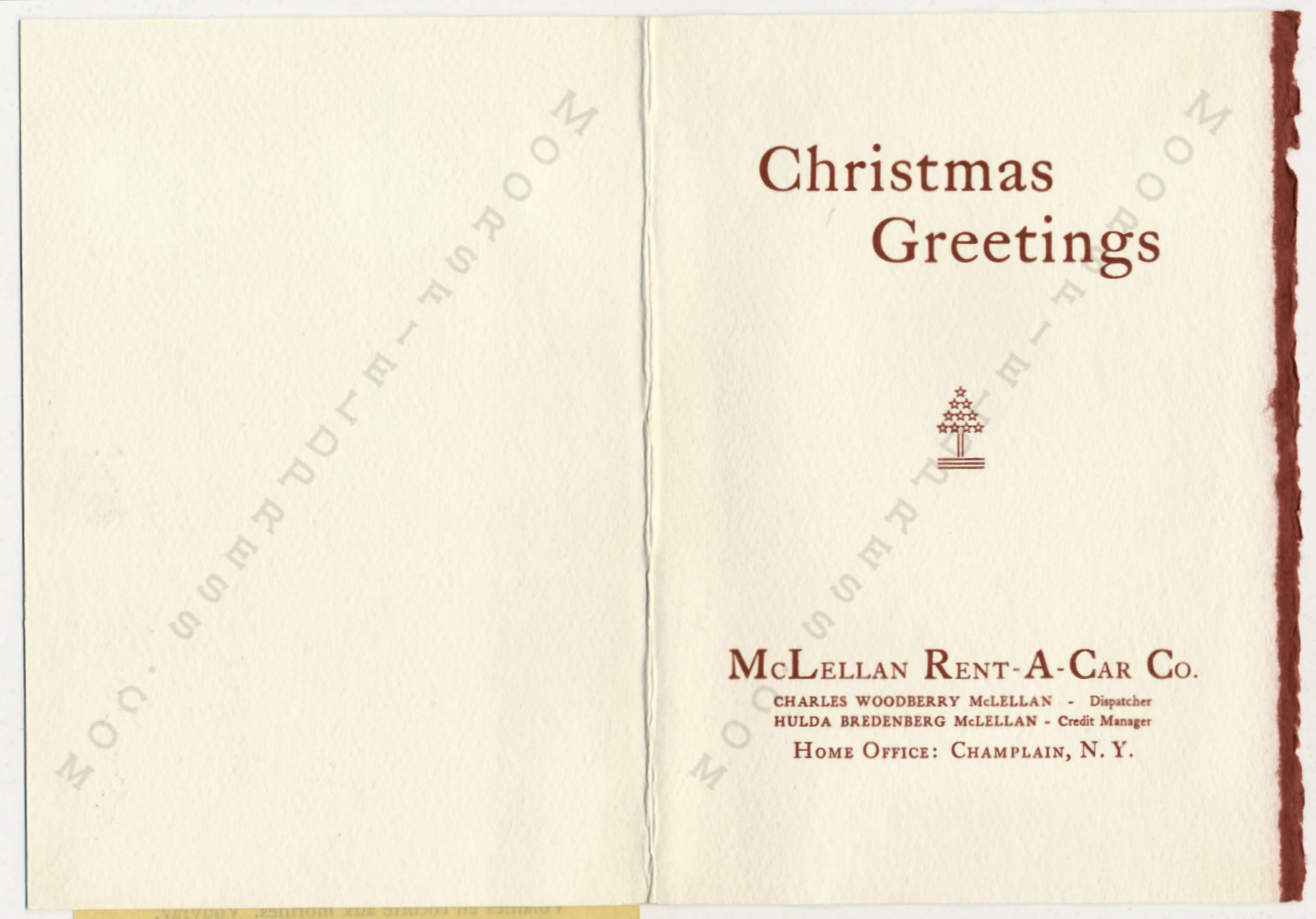 The
                      McLellan Christmas Cards printed by the Moorsfield
                      Press