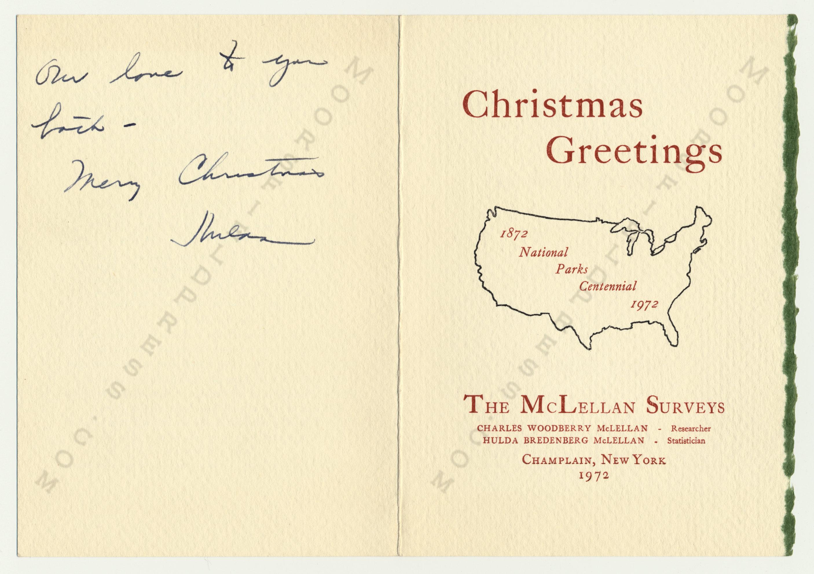 The
                      McLellan Christmas Cards printed by the Moorsfield
                      Press