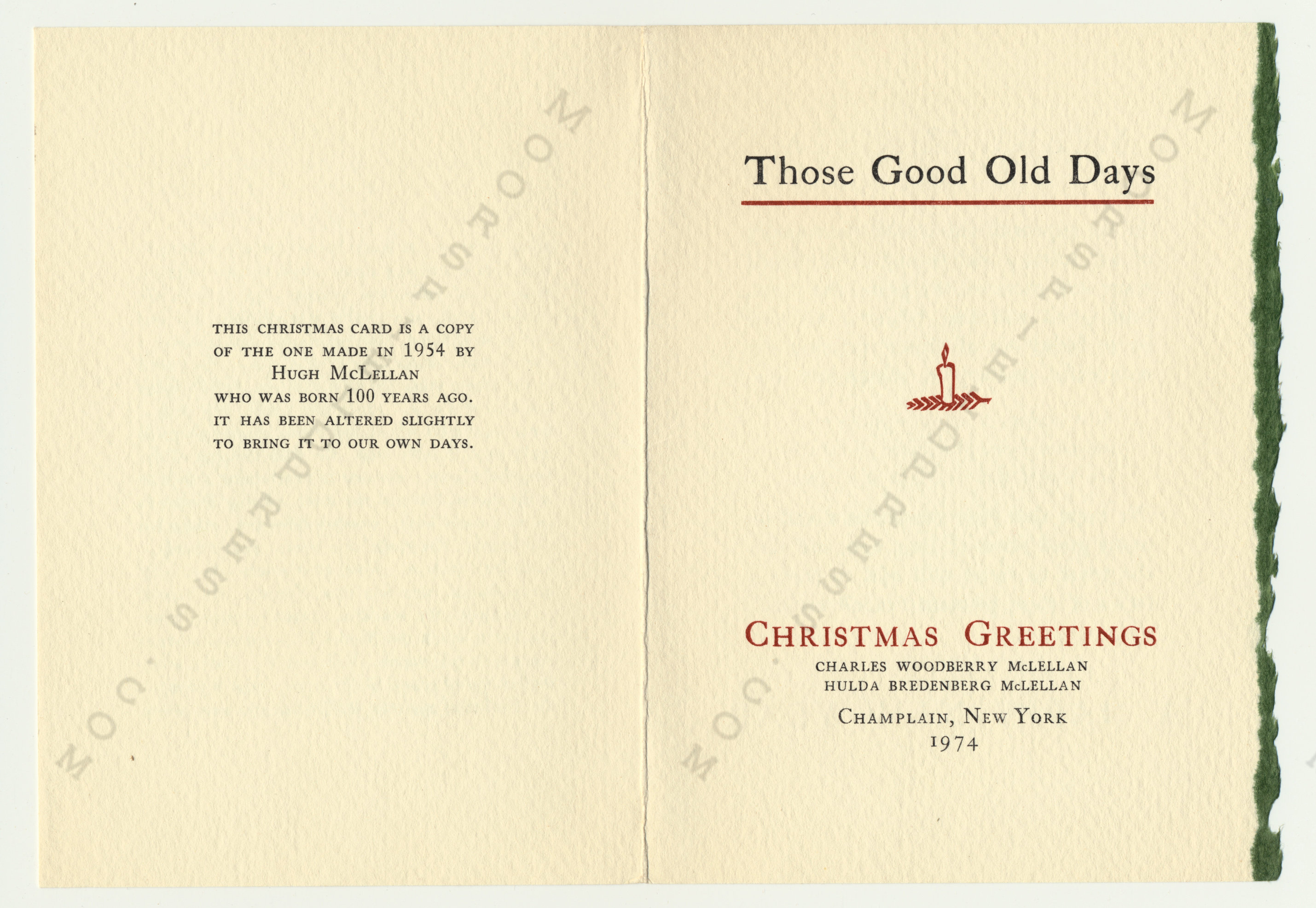 The
                      McLellan Christmas Cards printed by the Moorsfield
                      Press