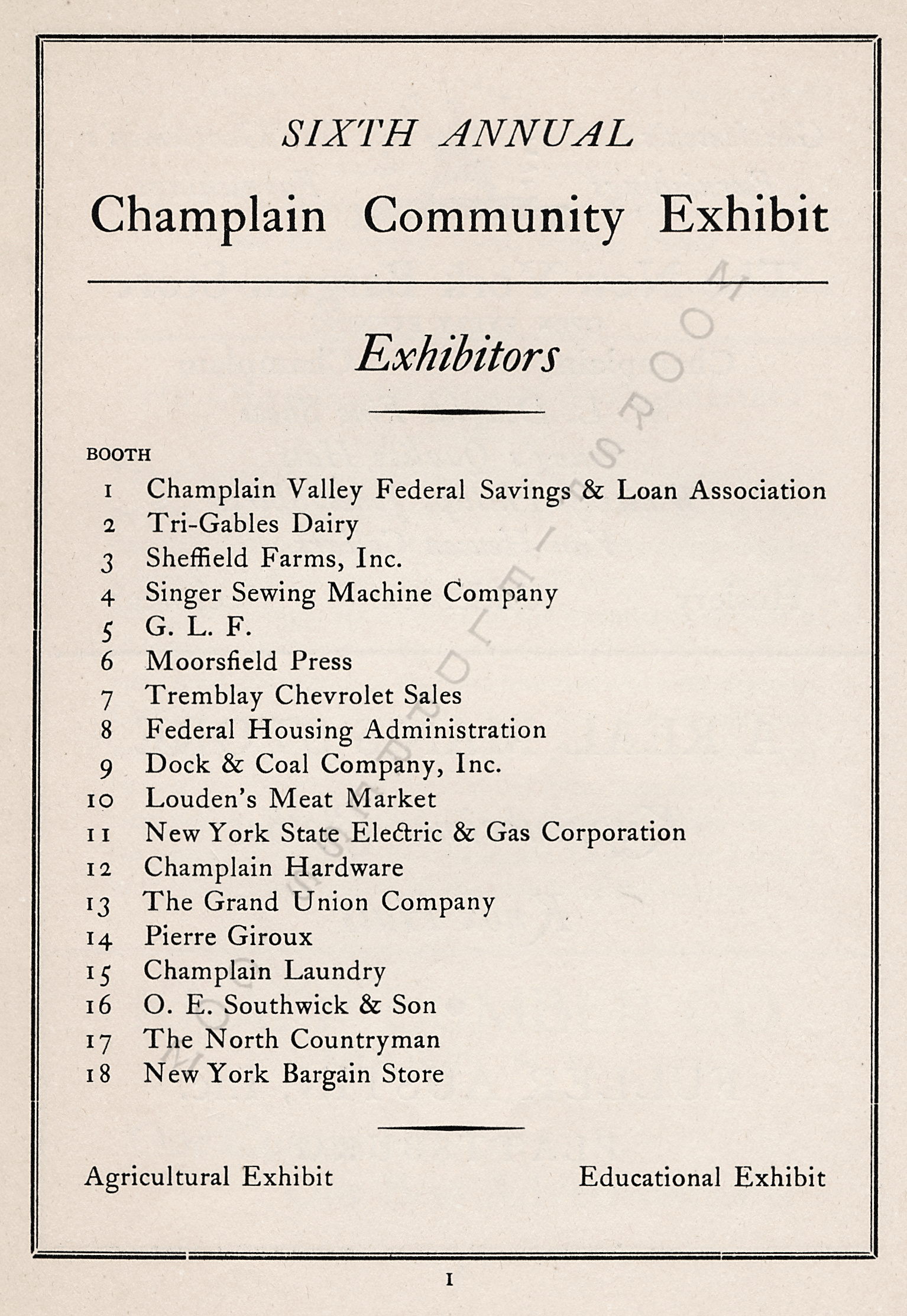 6th Annual
                      Champlain Community Exhibit