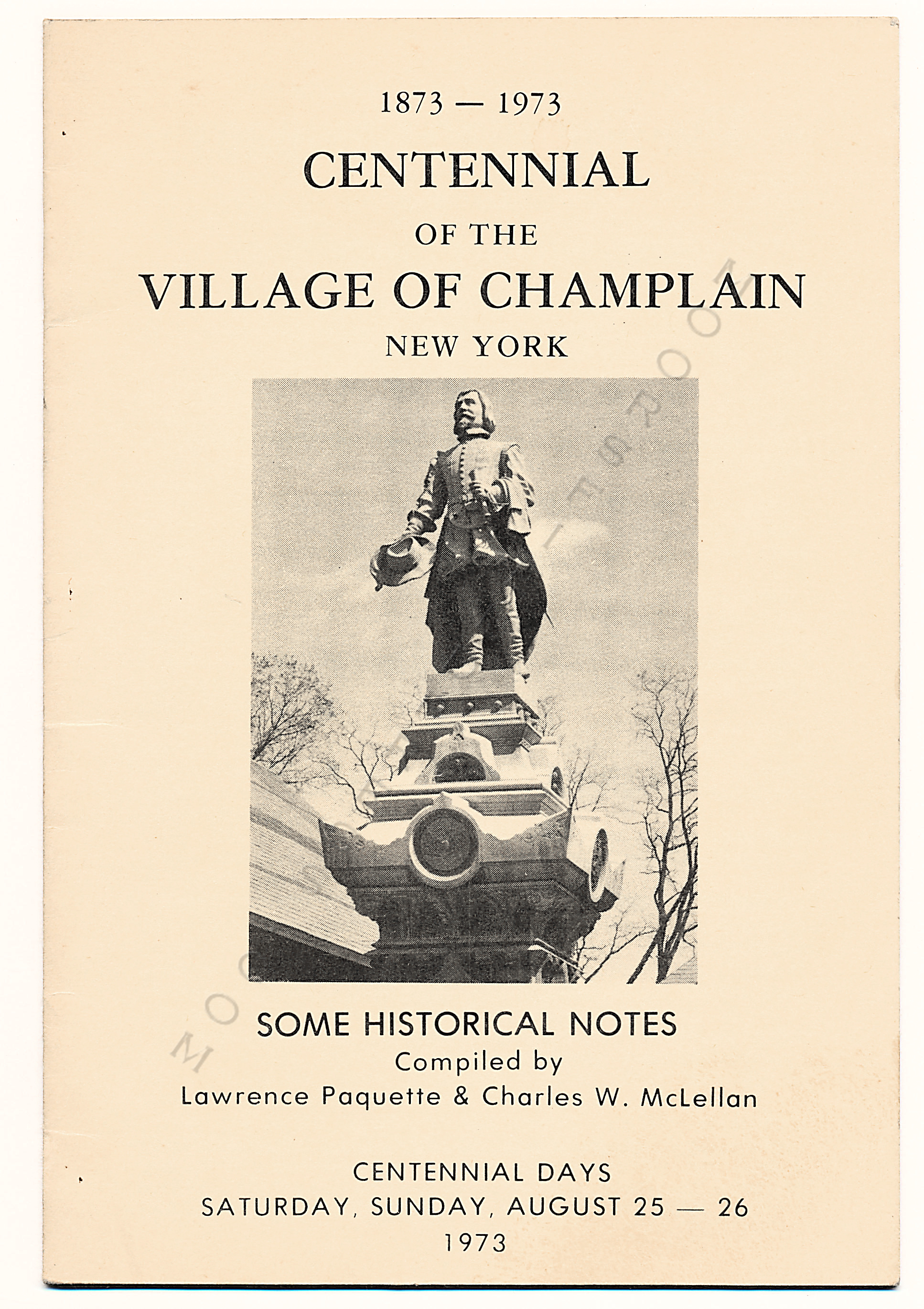 Centennial
                      of the Village of Champlain, New York, 1873-1973