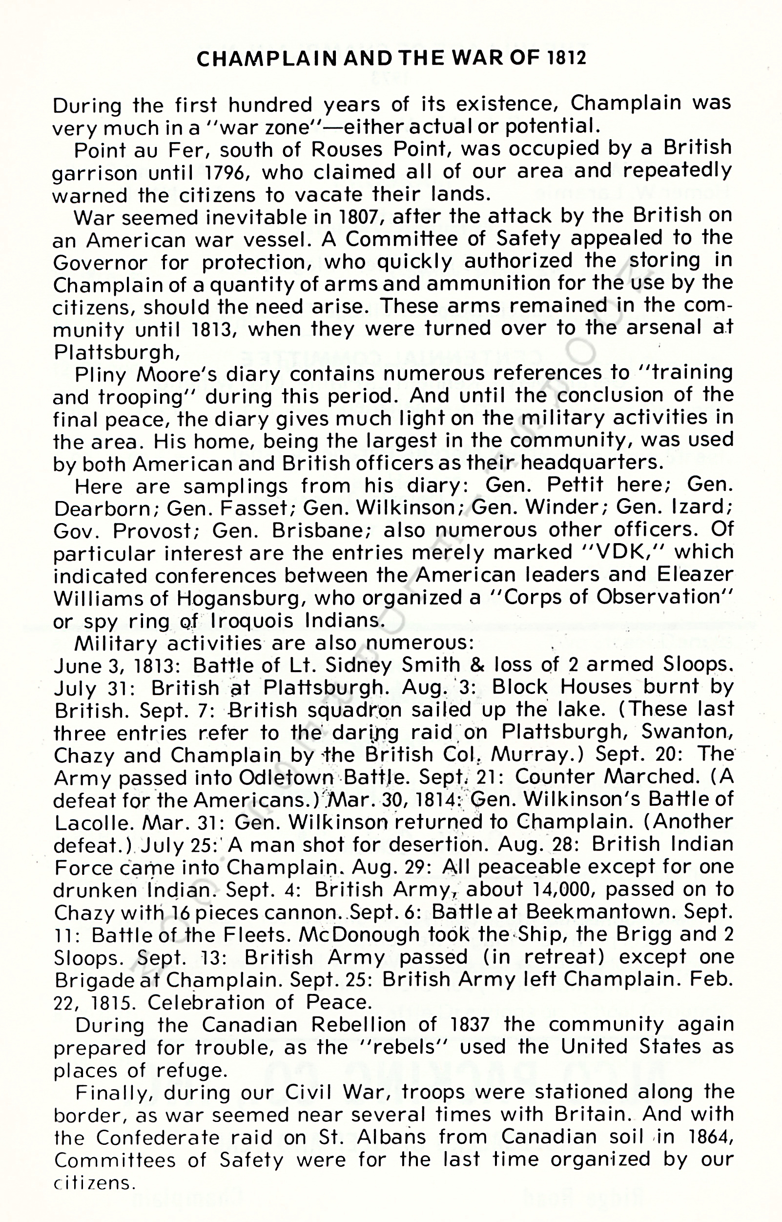Centennial
                      of the Village of Champlain, New York, 1873-1973