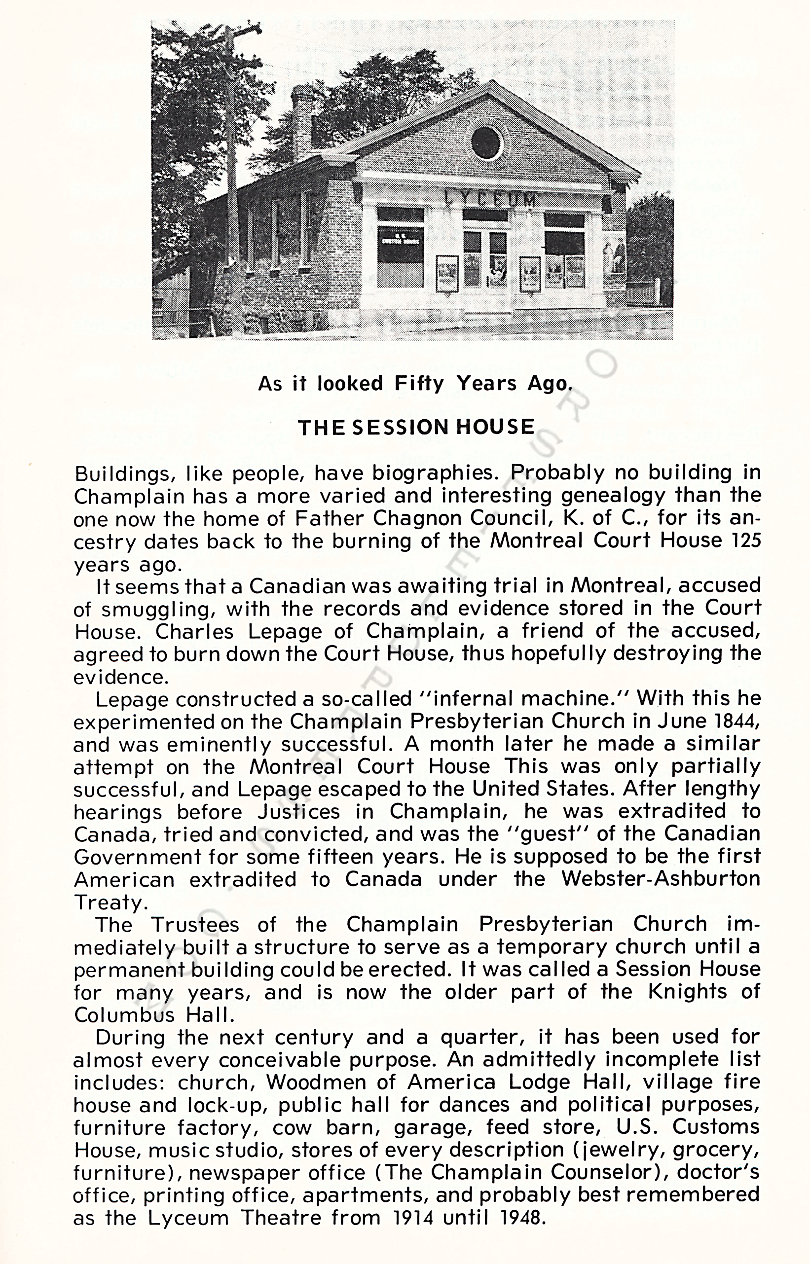 Centennial
                      of the Village of Champlain, New York, 1873-1973