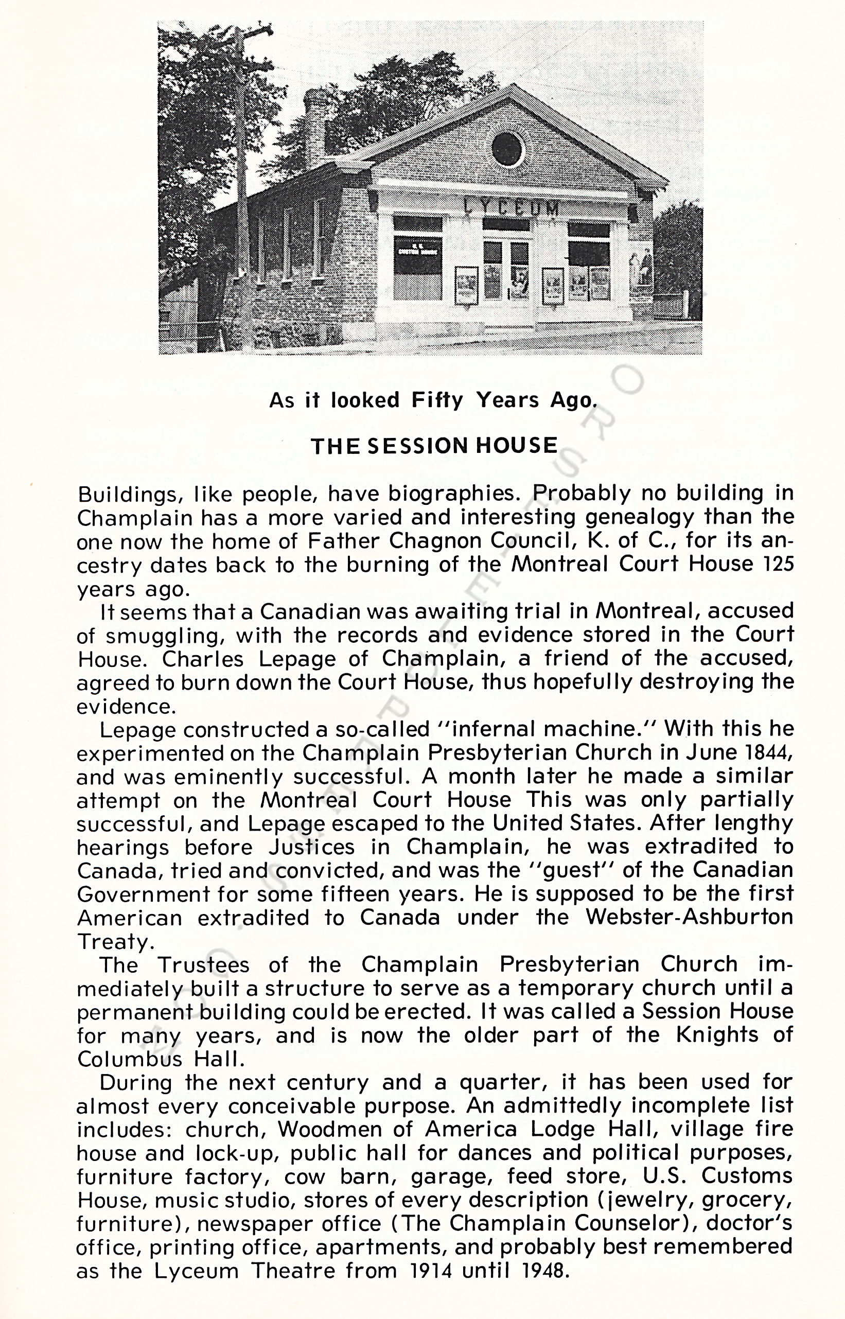 Centennial
                      of the Village of Champlain, New York, 1873-1973