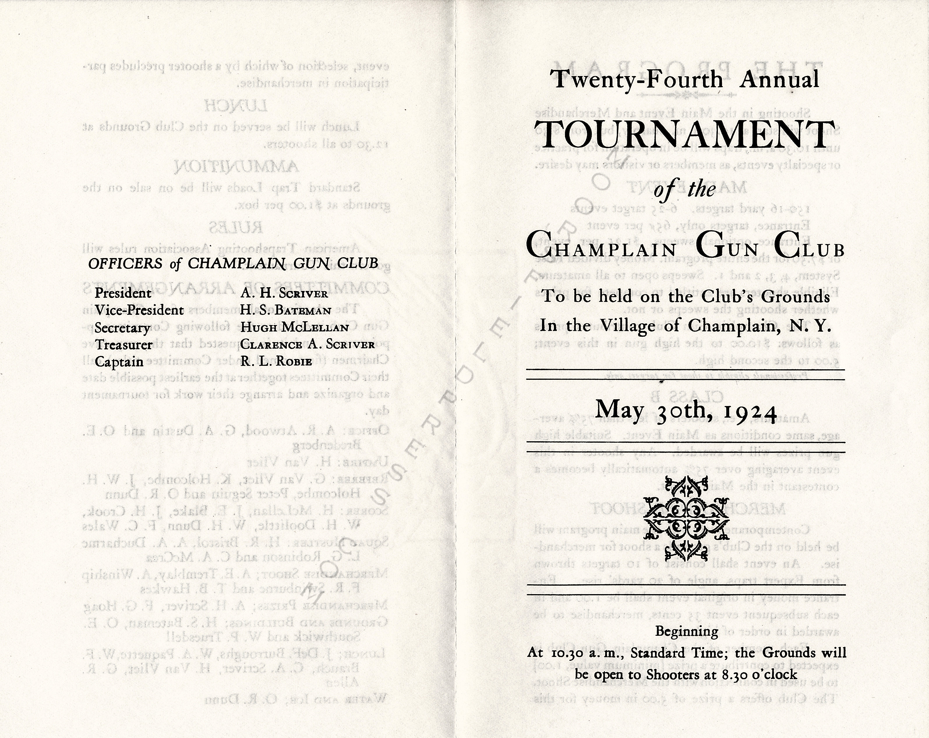 Champlain Gun Club Tournament 1924