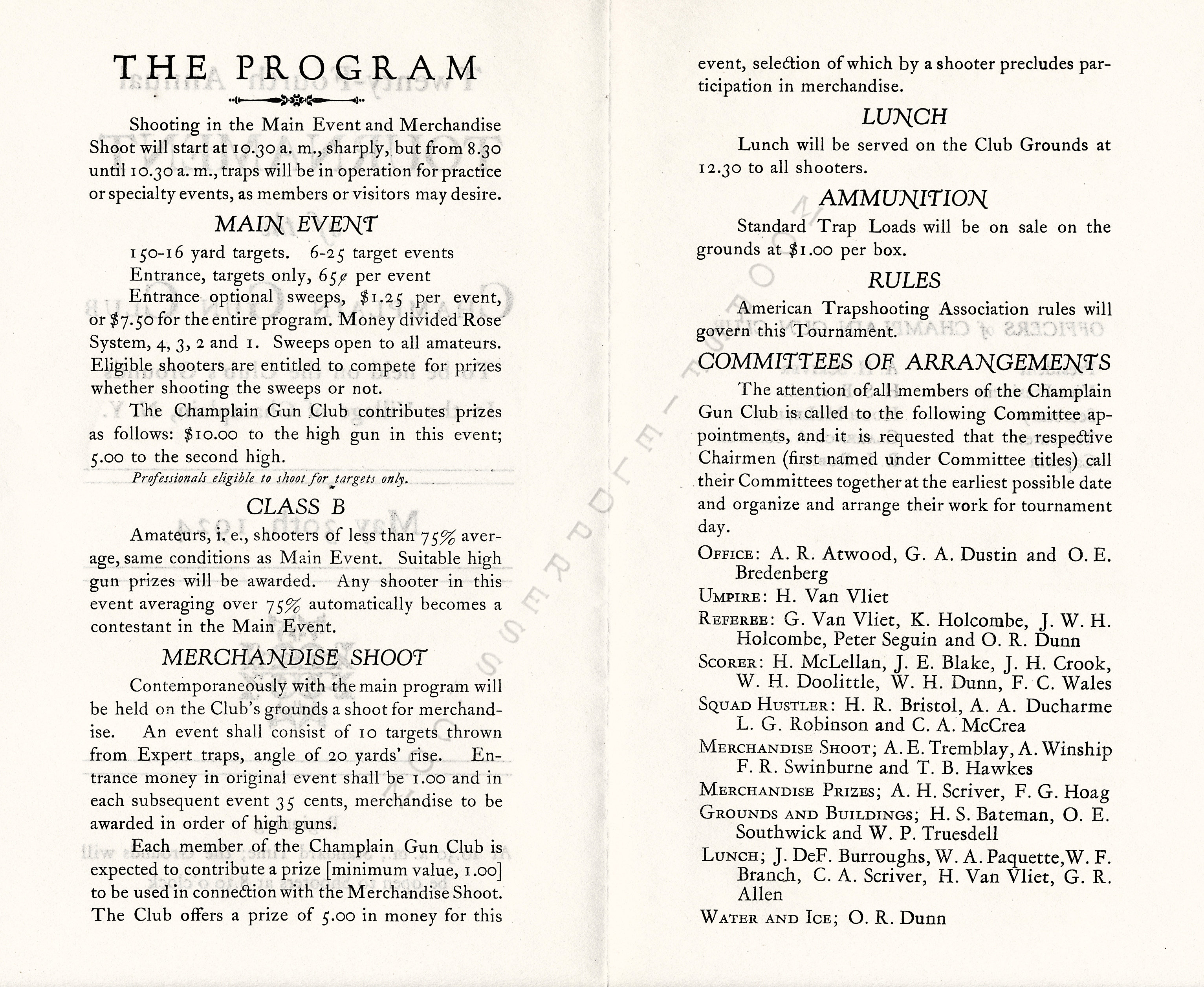 Champlain Gun Club Tournament 1924