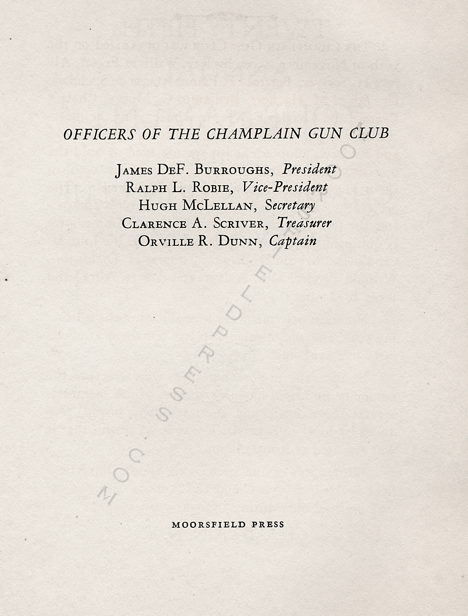 Champlain
                      Gun Club 1925