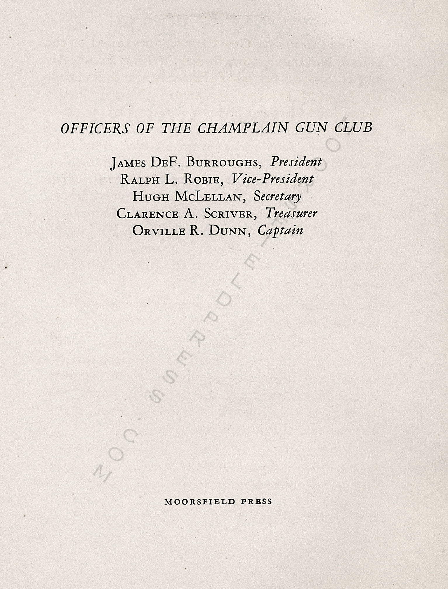 Champlain
                      Gun Club 1925