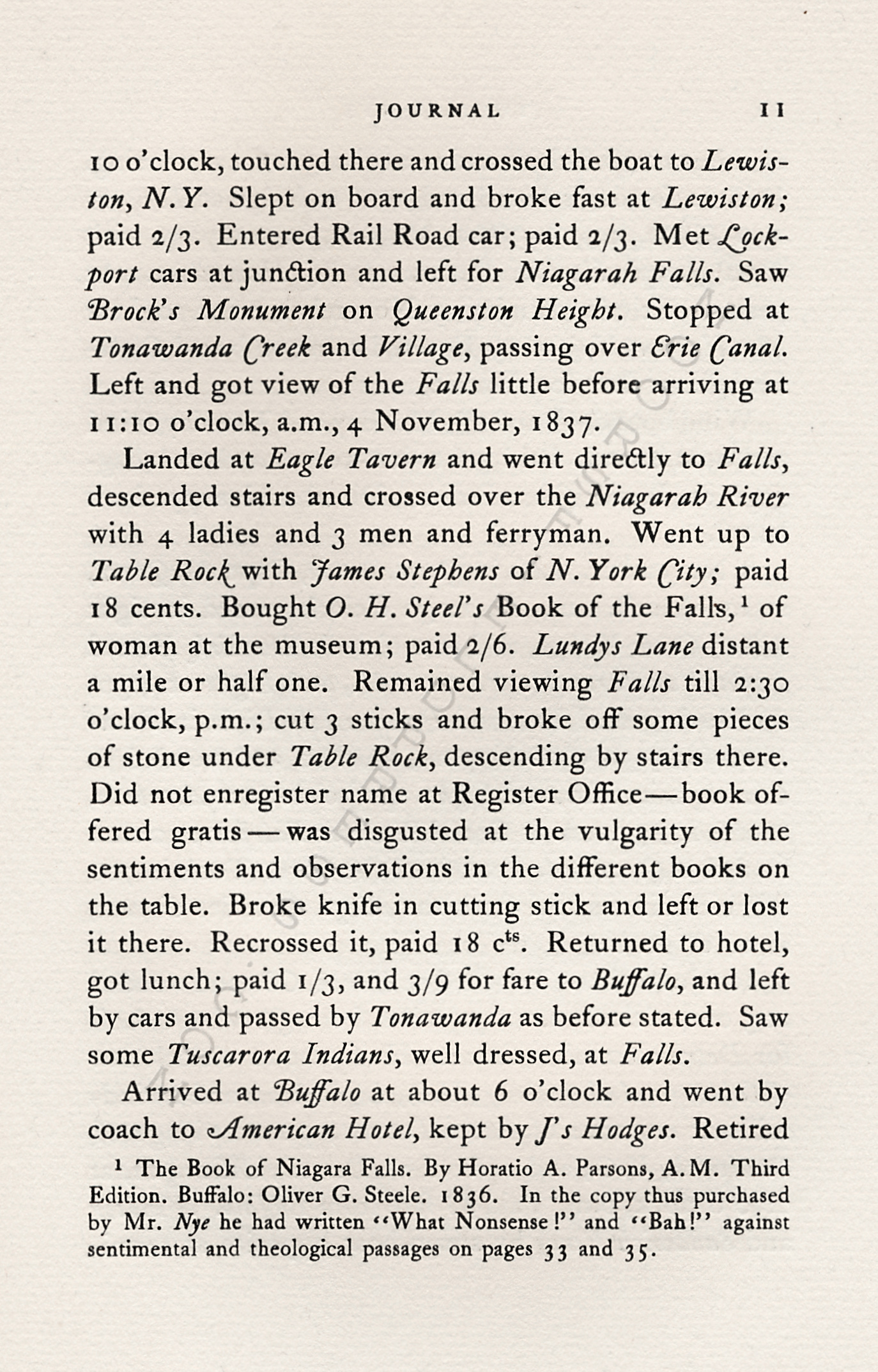 JOURNAL OF
                      THOMAS NYE WRITTEN DURING A JOURNEY BETWEEN
                      MONTREAL & CHICAGO IN 1837