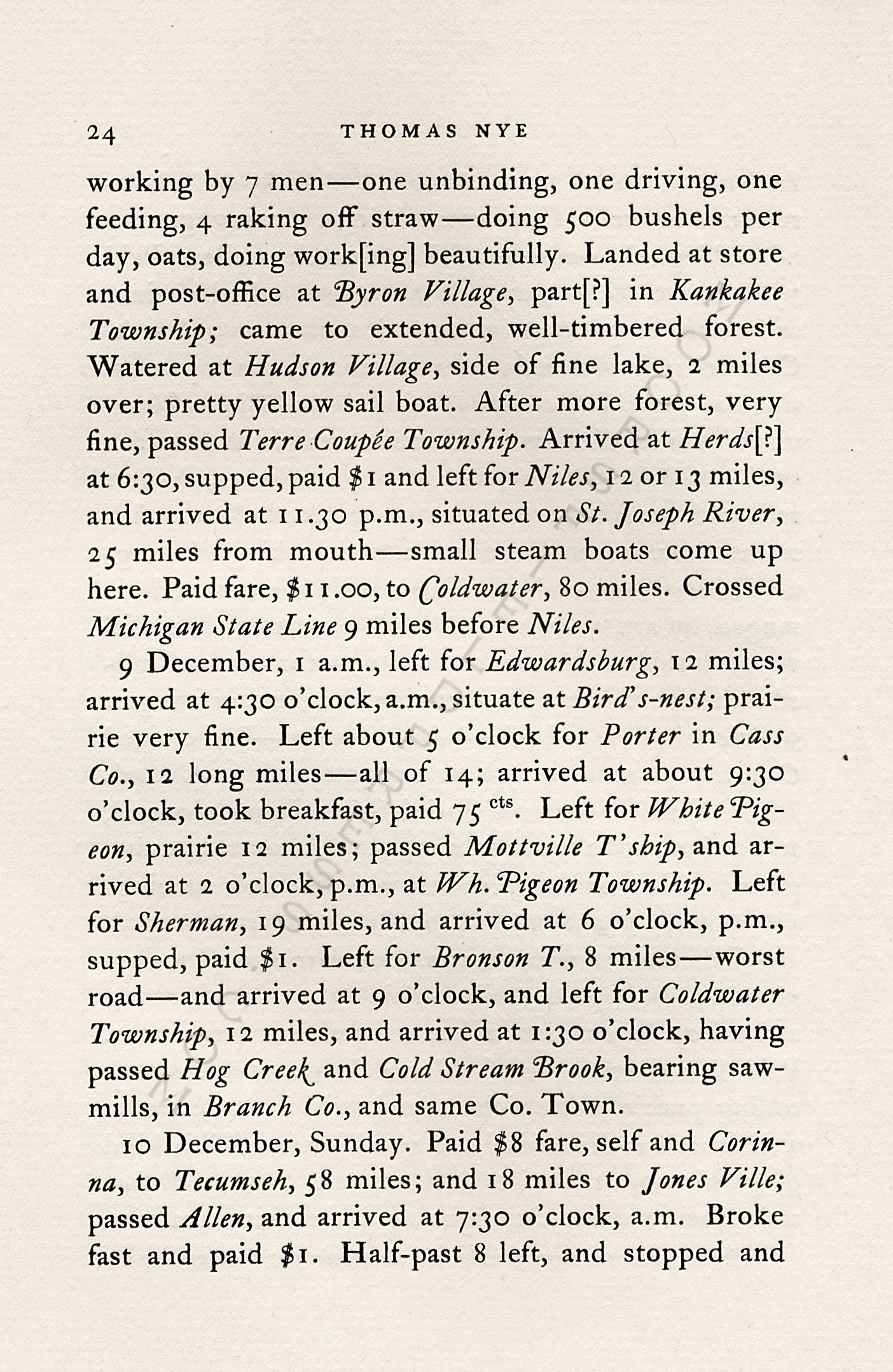 JOURNAL OF
                      THOMAS NYE WRITTEN DURING A JOURNEY BETWEEN
                      MONTREAL & CHICAGO IN 1837
