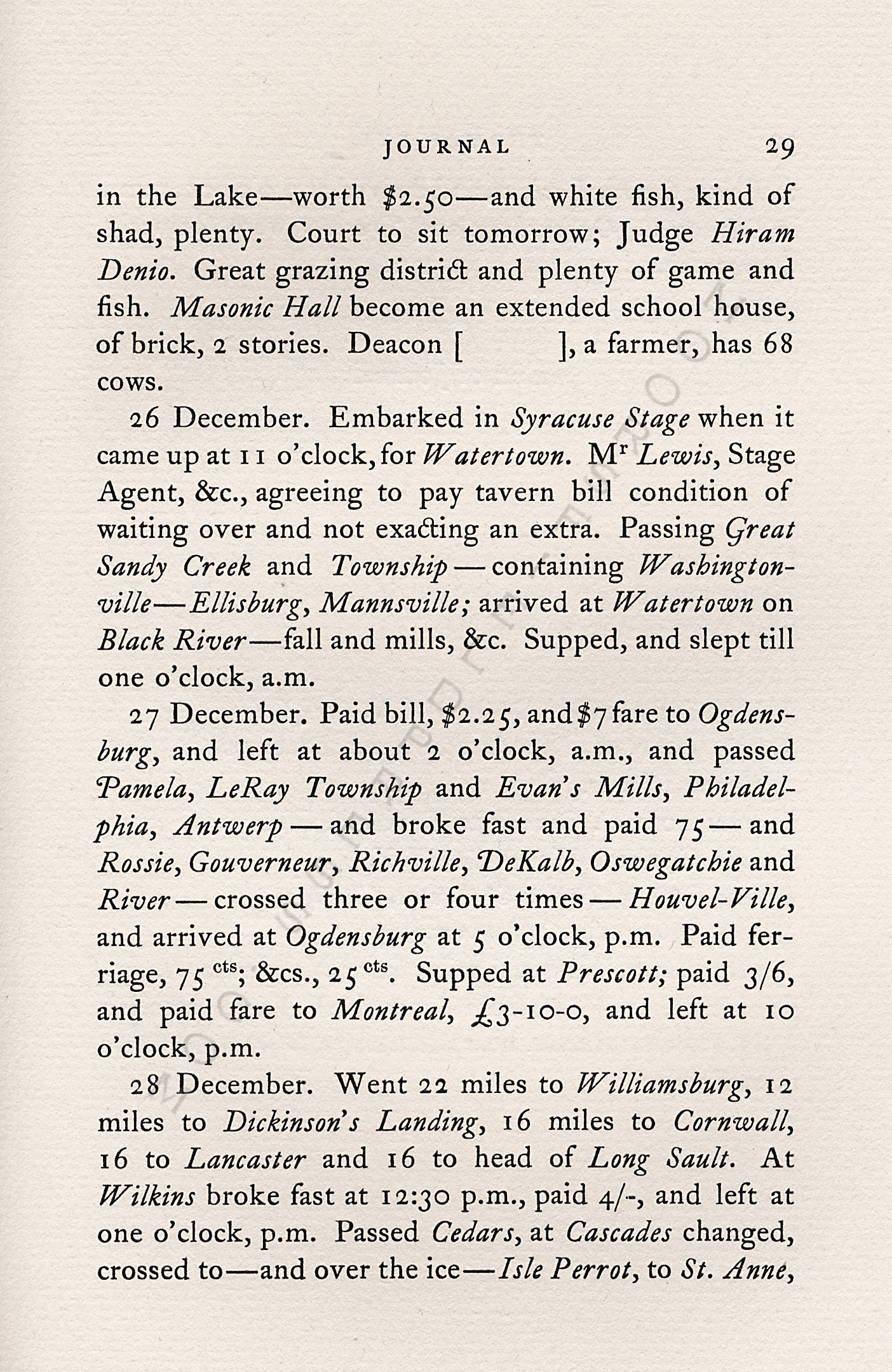 JOURNAL OF
                      THOMAS NYE WRITTEN DURING A JOURNEY BETWEEN
                      MONTREAL & CHICAGO IN 1837