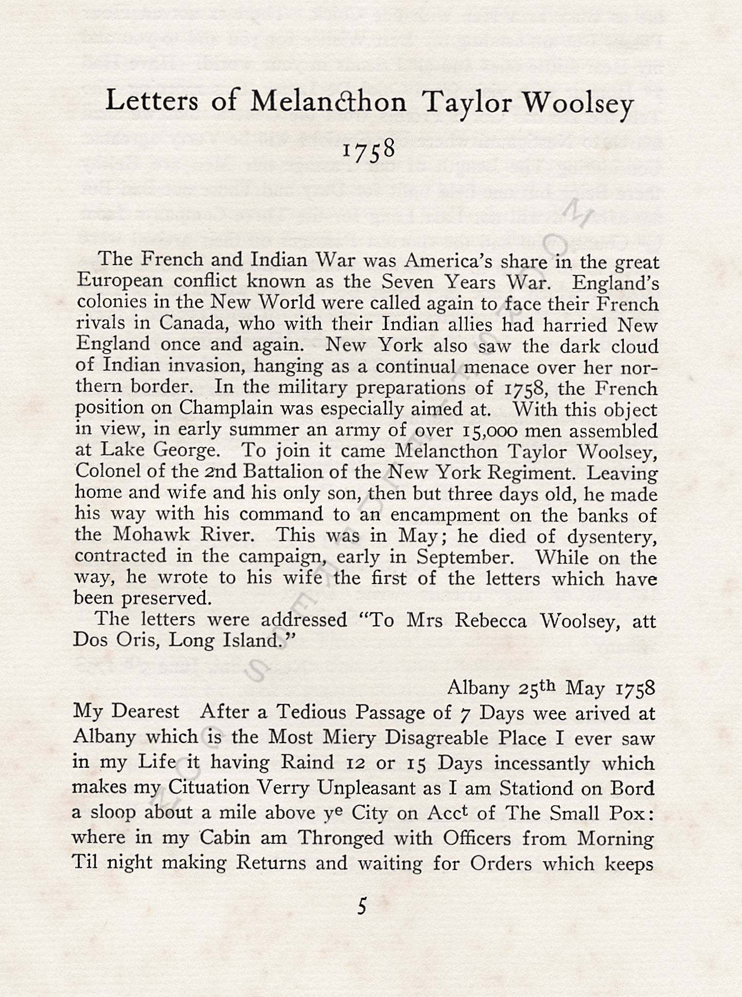 WOOLSEY
                      PAPERS-LETTERS OF MELANCTHON TAYLOR WOOLSEY 1758