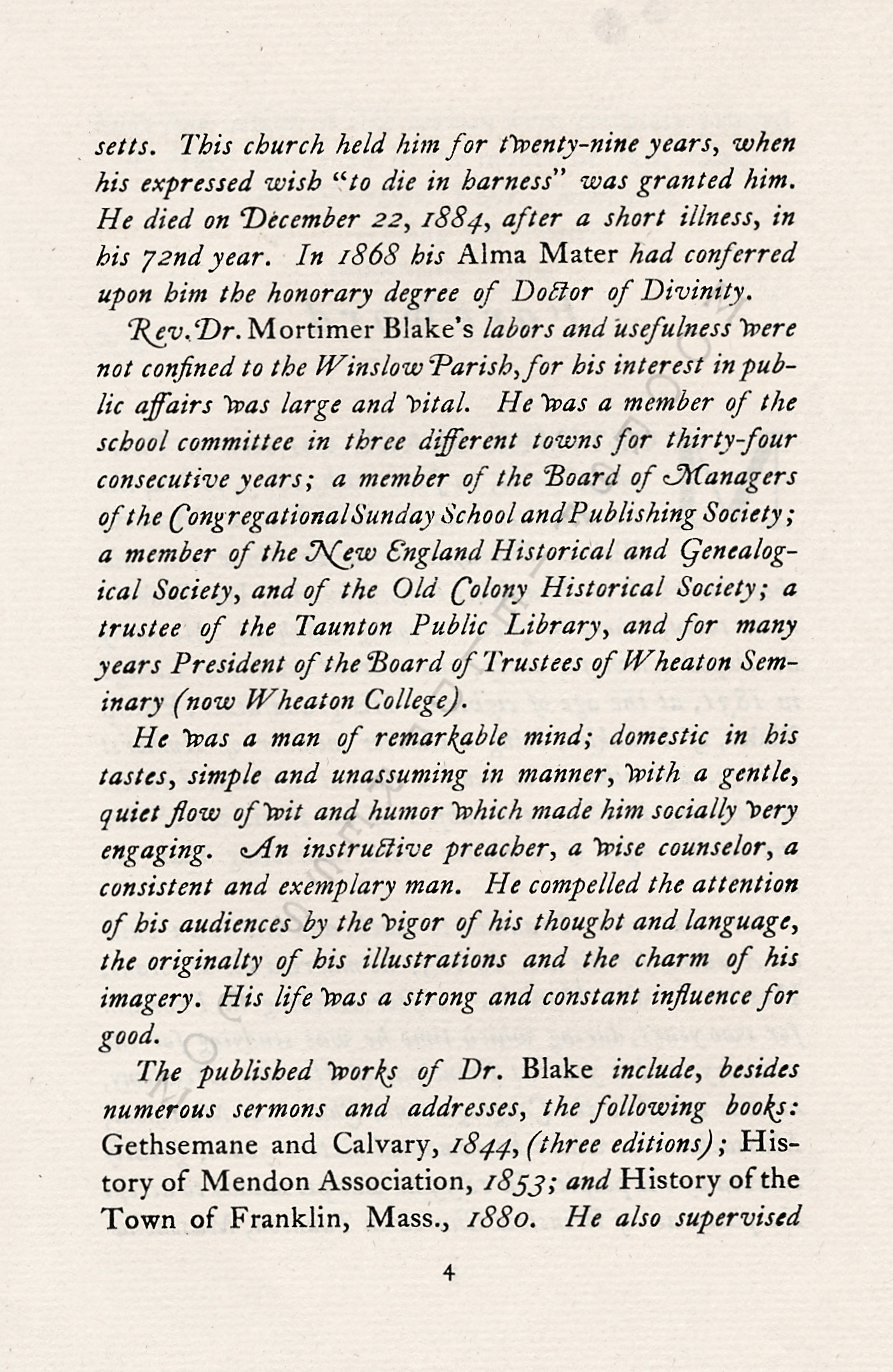 ON ACCOUNT
                      OF THE ASSASSINATION OF PRESIDENT LINCOLN BY
                      MORTIMER BLAKE