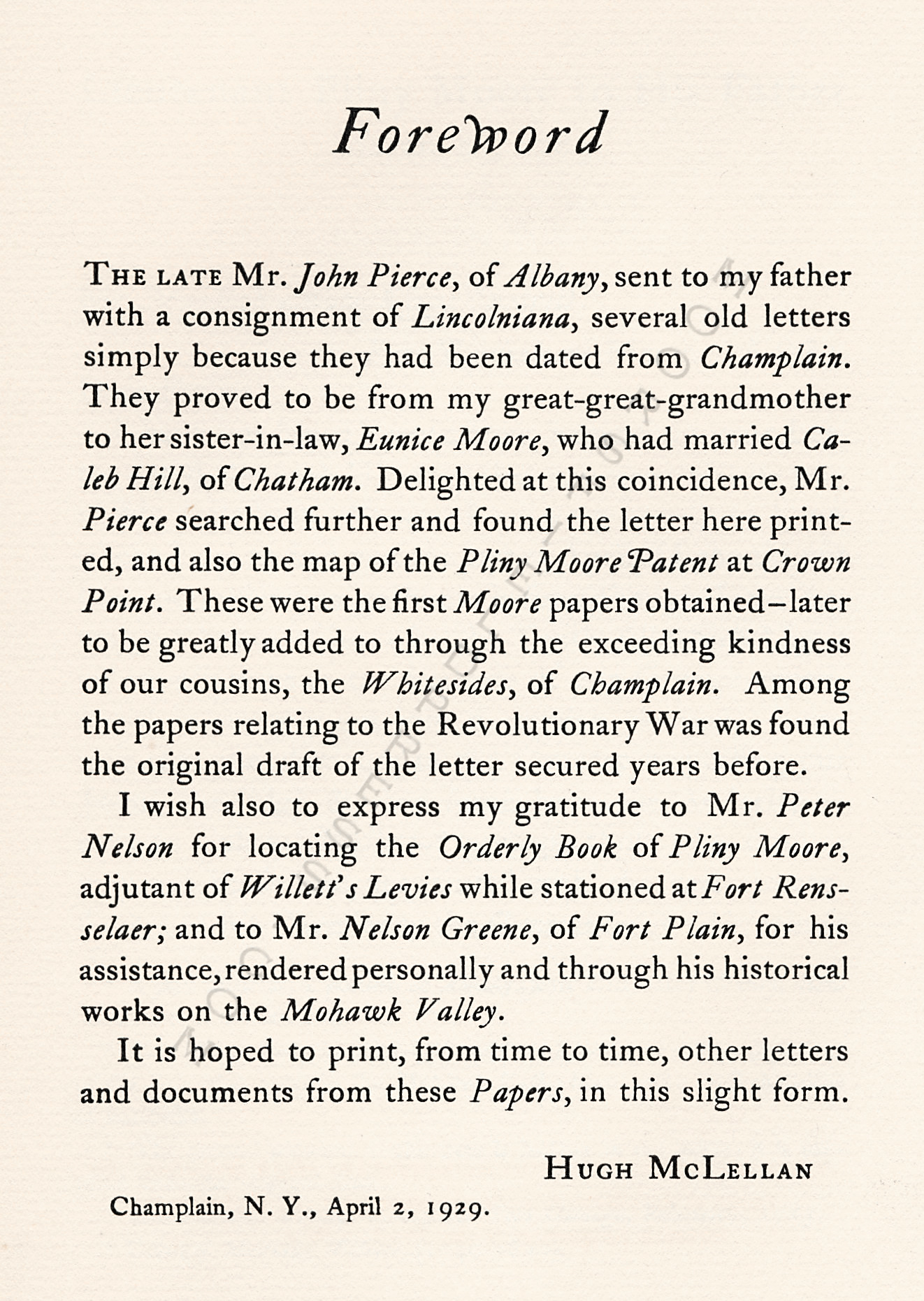 pliny moore
                      papers-letter of pliny moore to his father from
                      fort rensselaer 1783