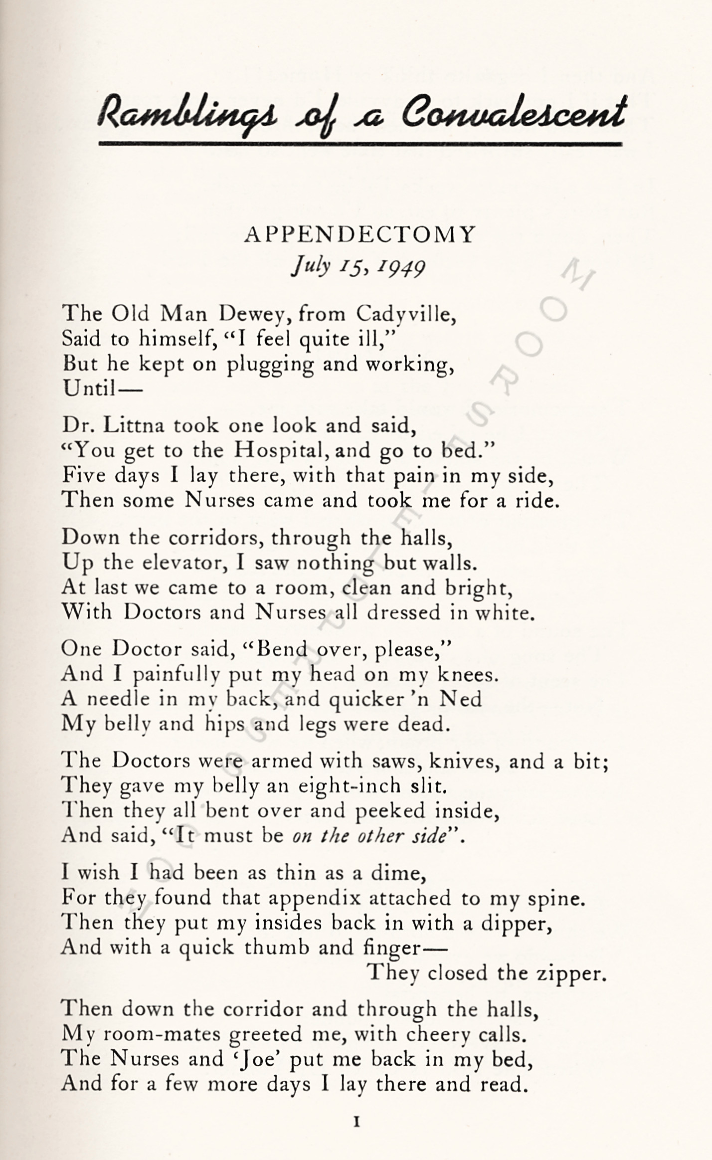 RAMBLINGS OF
                      A CONVALESCENT