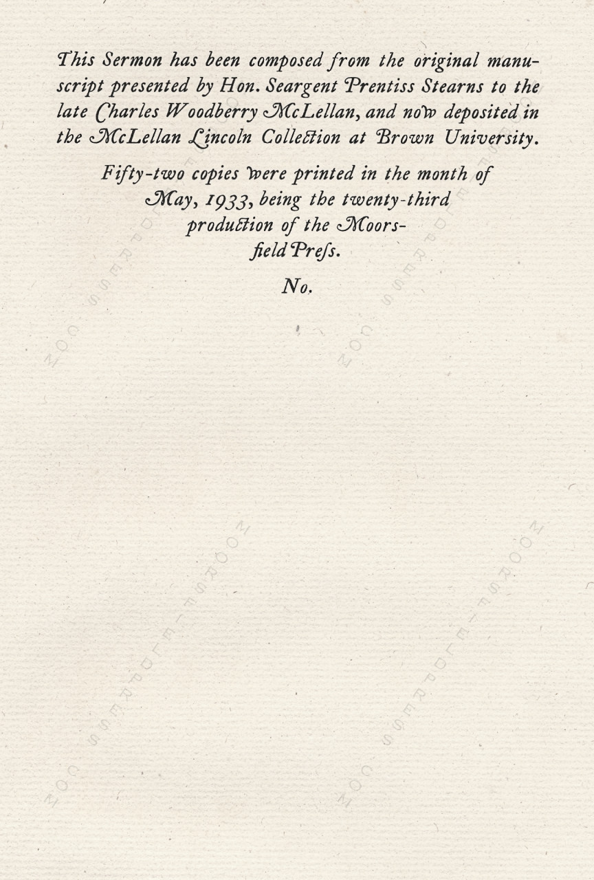 JONATHAN
                      F. STEARNS, D.D. Rejoice with Trembling. Fast-day
                      sermon after the assassination of Lincoln. Newark,
                      N. J. 1933.