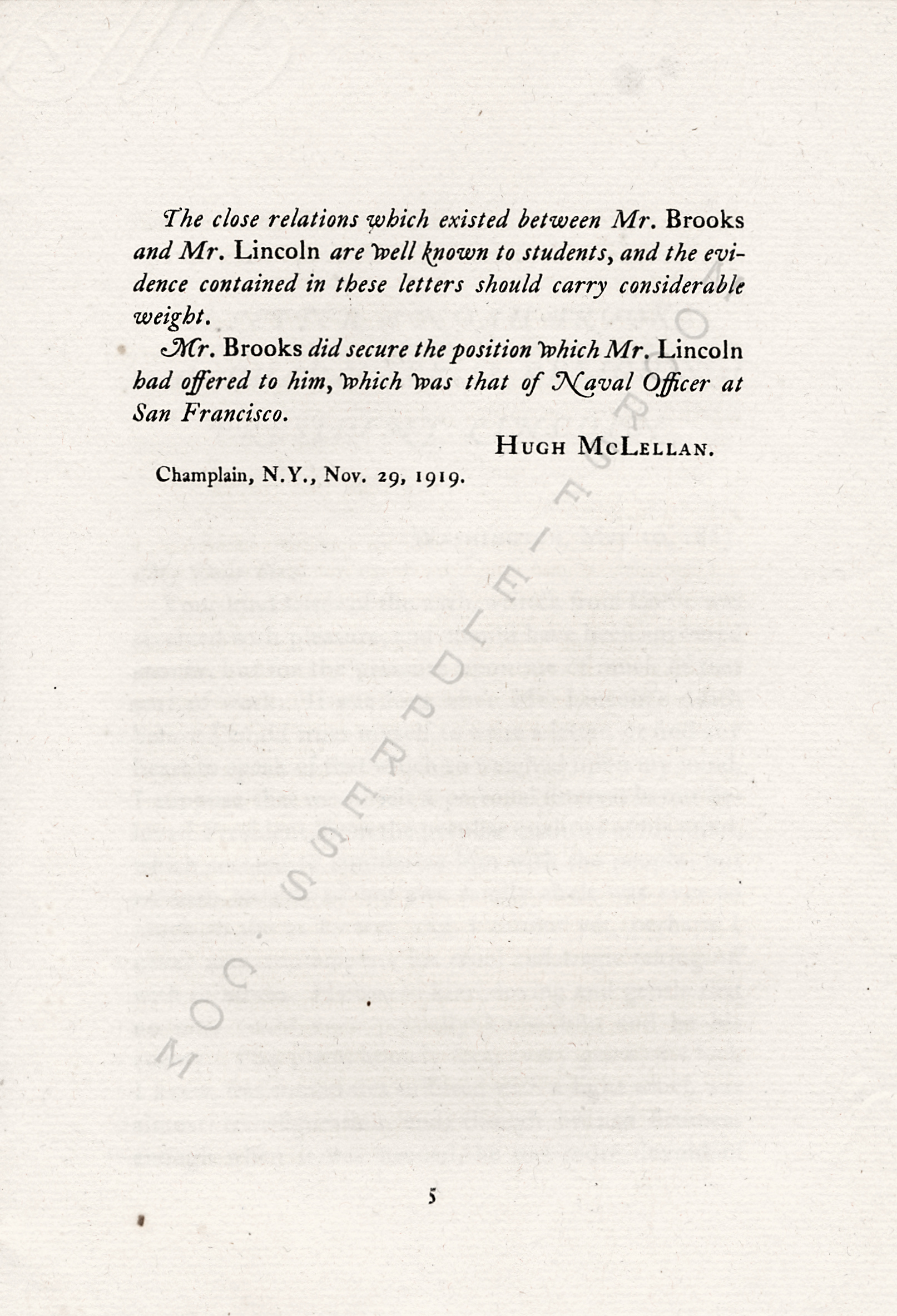 THE
                      CHARACTER AND RELIGION OF PRESIDENT LINCOLN - A
                      LETTER OF NOAH BROOKS MAY 10 1865