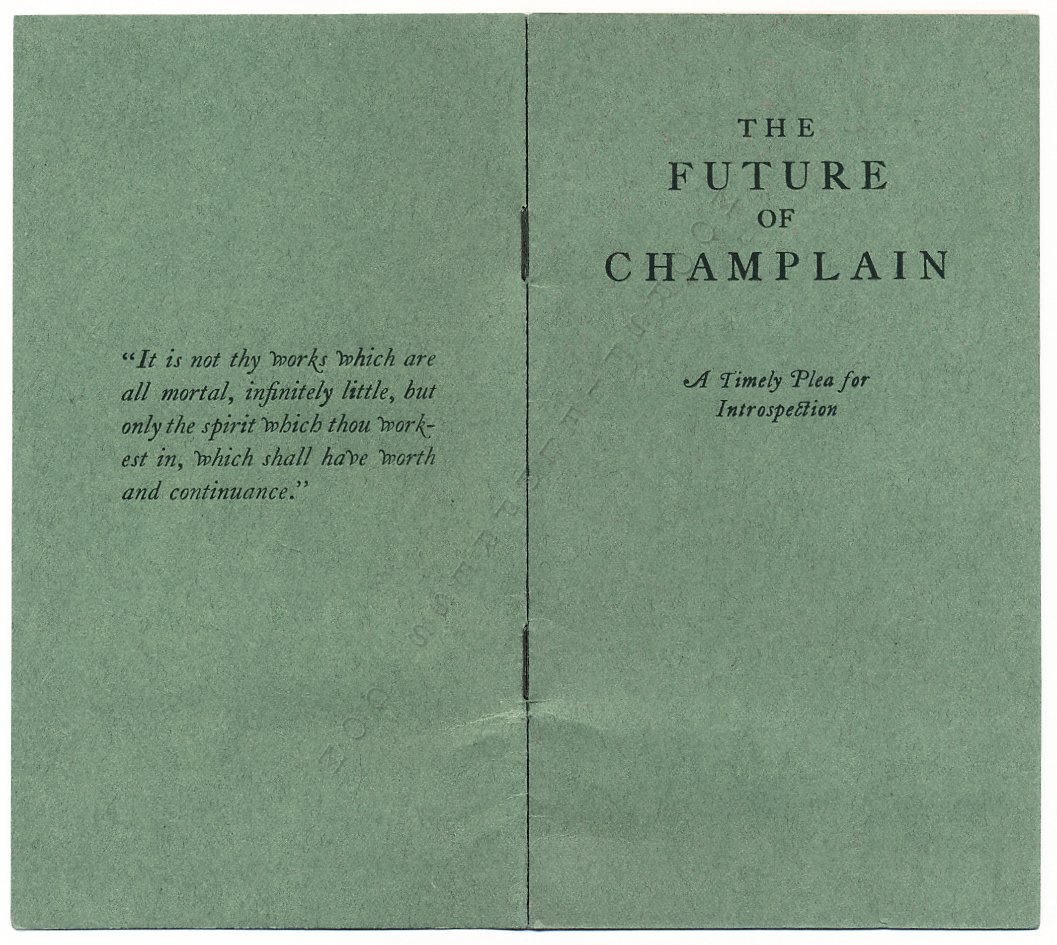 The
                    Future of Champlain by H.M. Mott