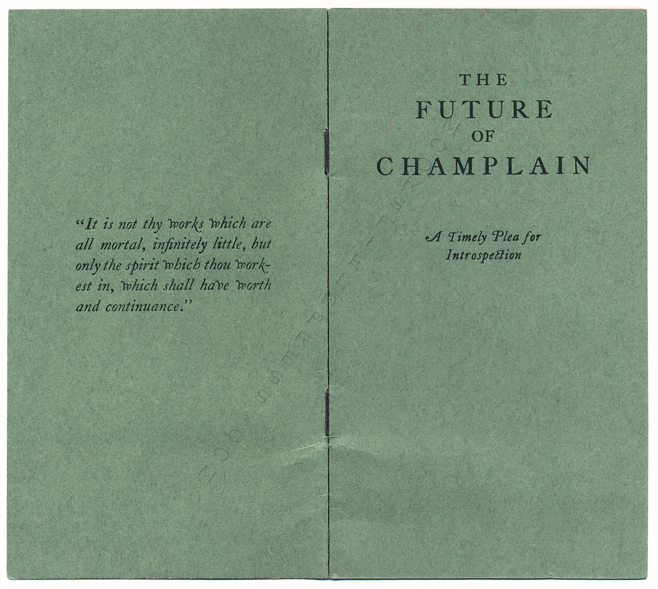 The
                    Future of Champlain by H.M. Mott