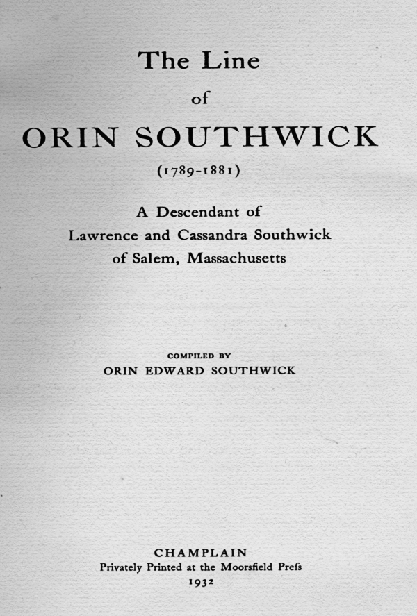 THE LINE
                      OF ORIN SOUTHWICK