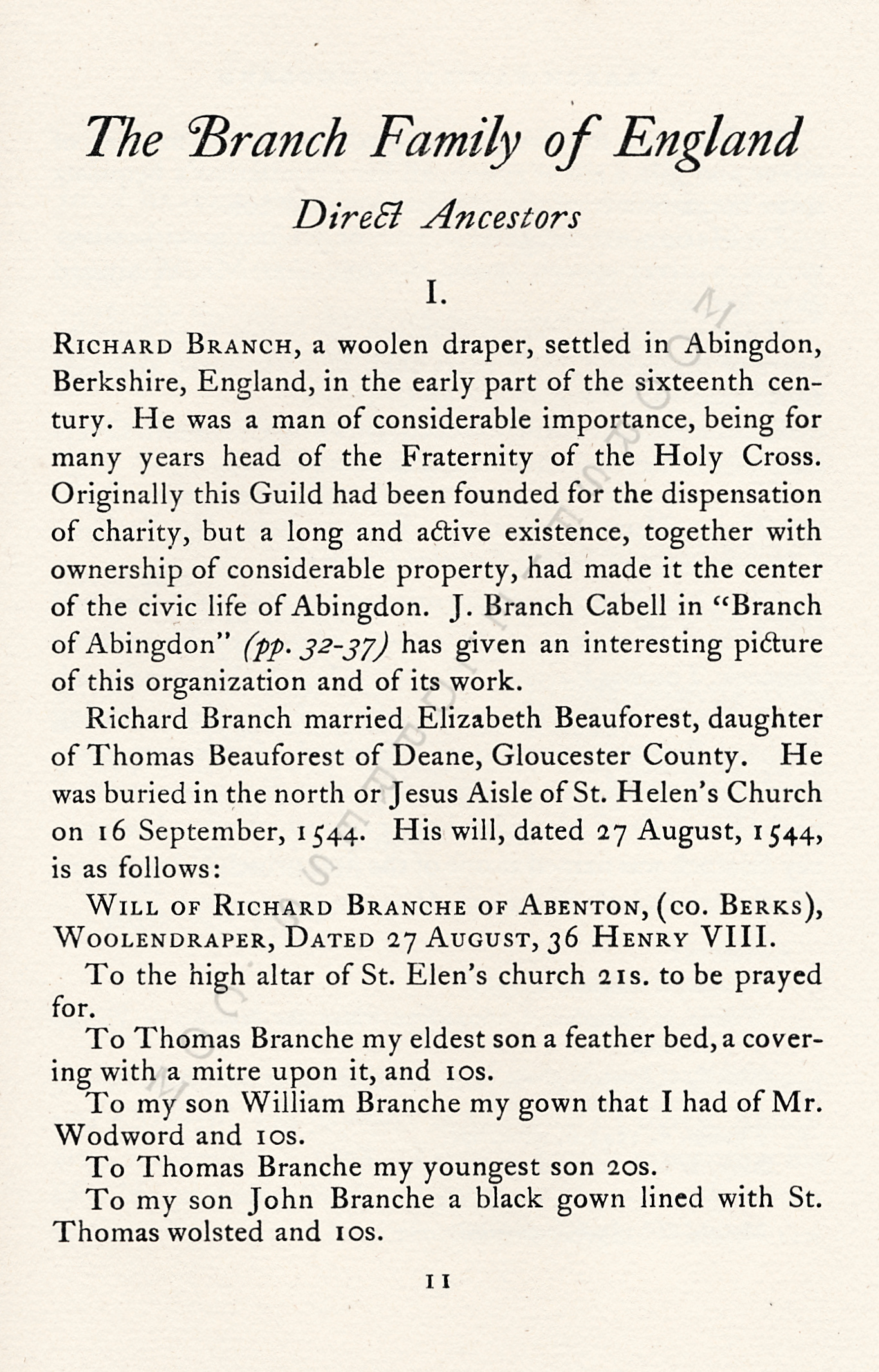 The Branch
                      Family of New England, The Line of William Farrand
                      Branch