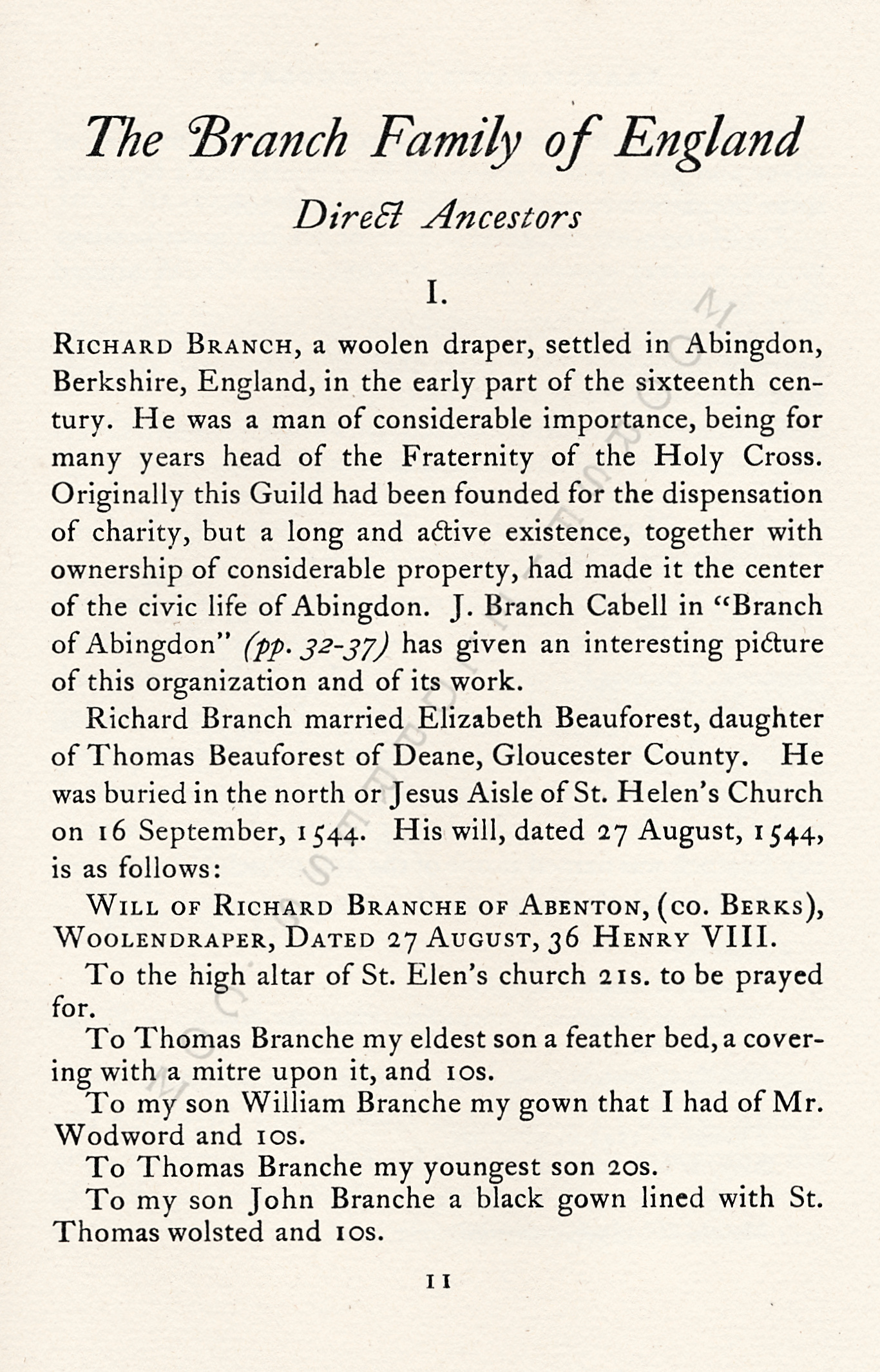 The Branch
                      Family of New England, The Line of William Farrand
                      Branch