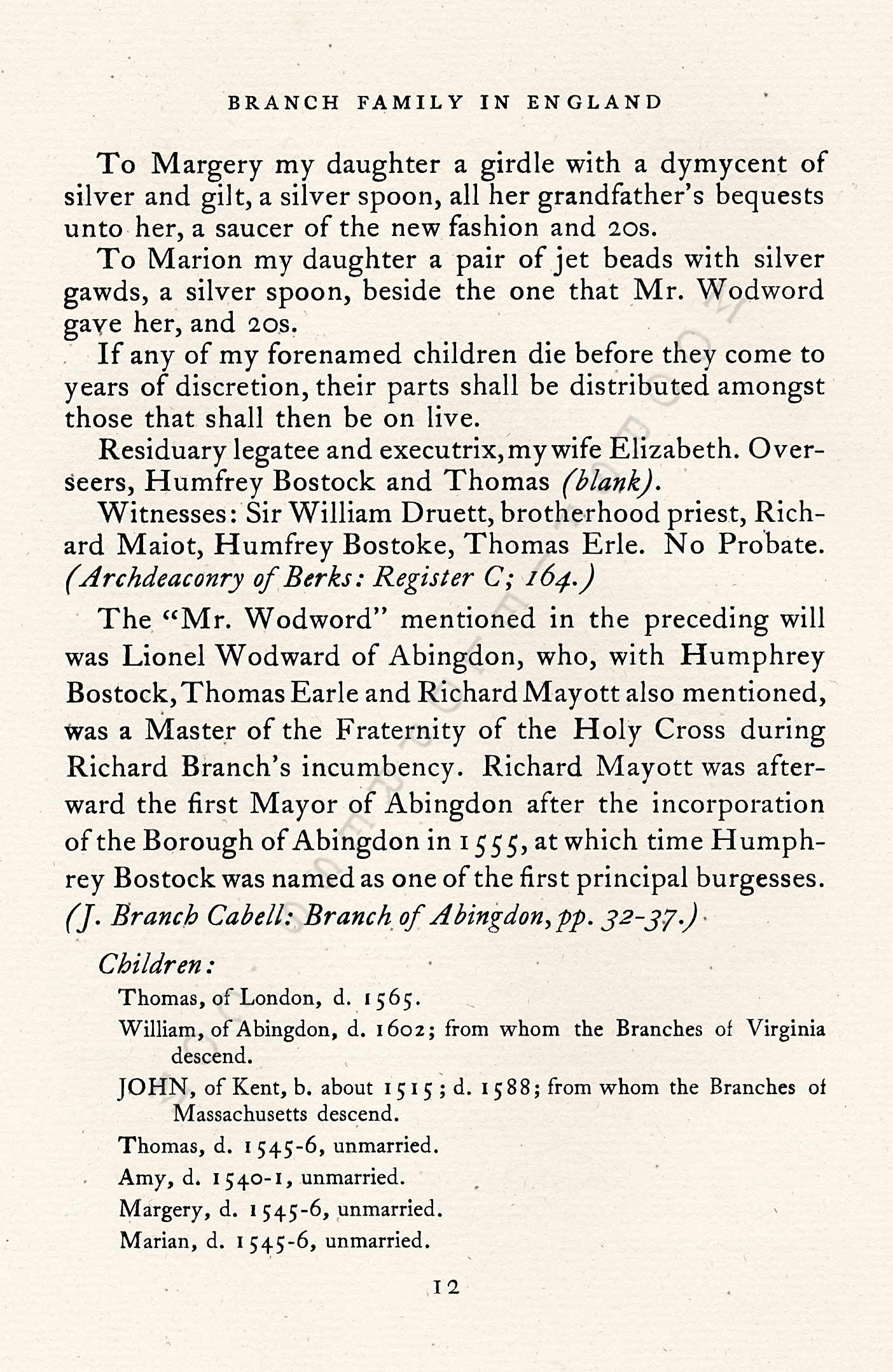 The Branch
                      Family of New England, The Line of William Farrand
                      Branch