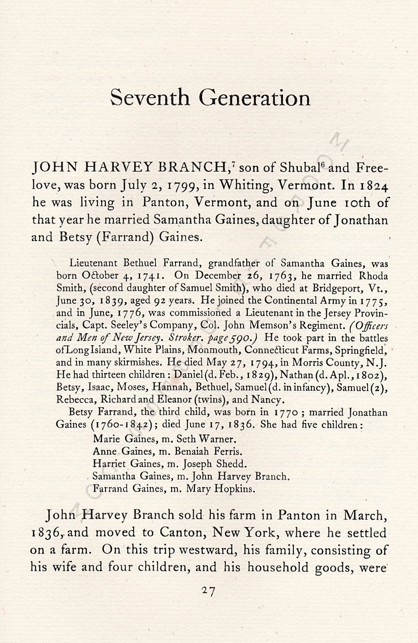 The Branch
                      Family of New England, The Line of William Farrand
                      Branch