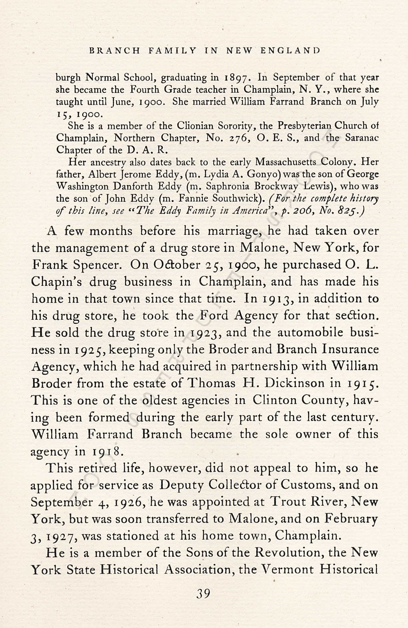 The Branch
                      Family of New England, The Line of William Farrand
                      Branch