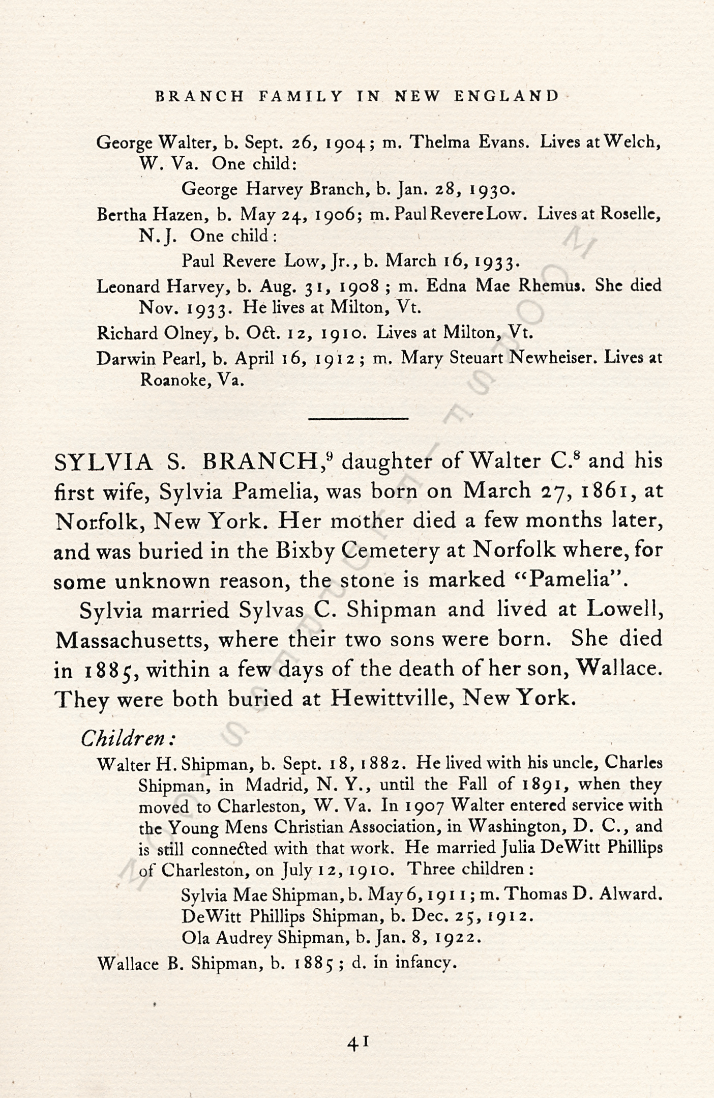 The Branch
                      Family of New England, The Line of William Farrand
                      Branch