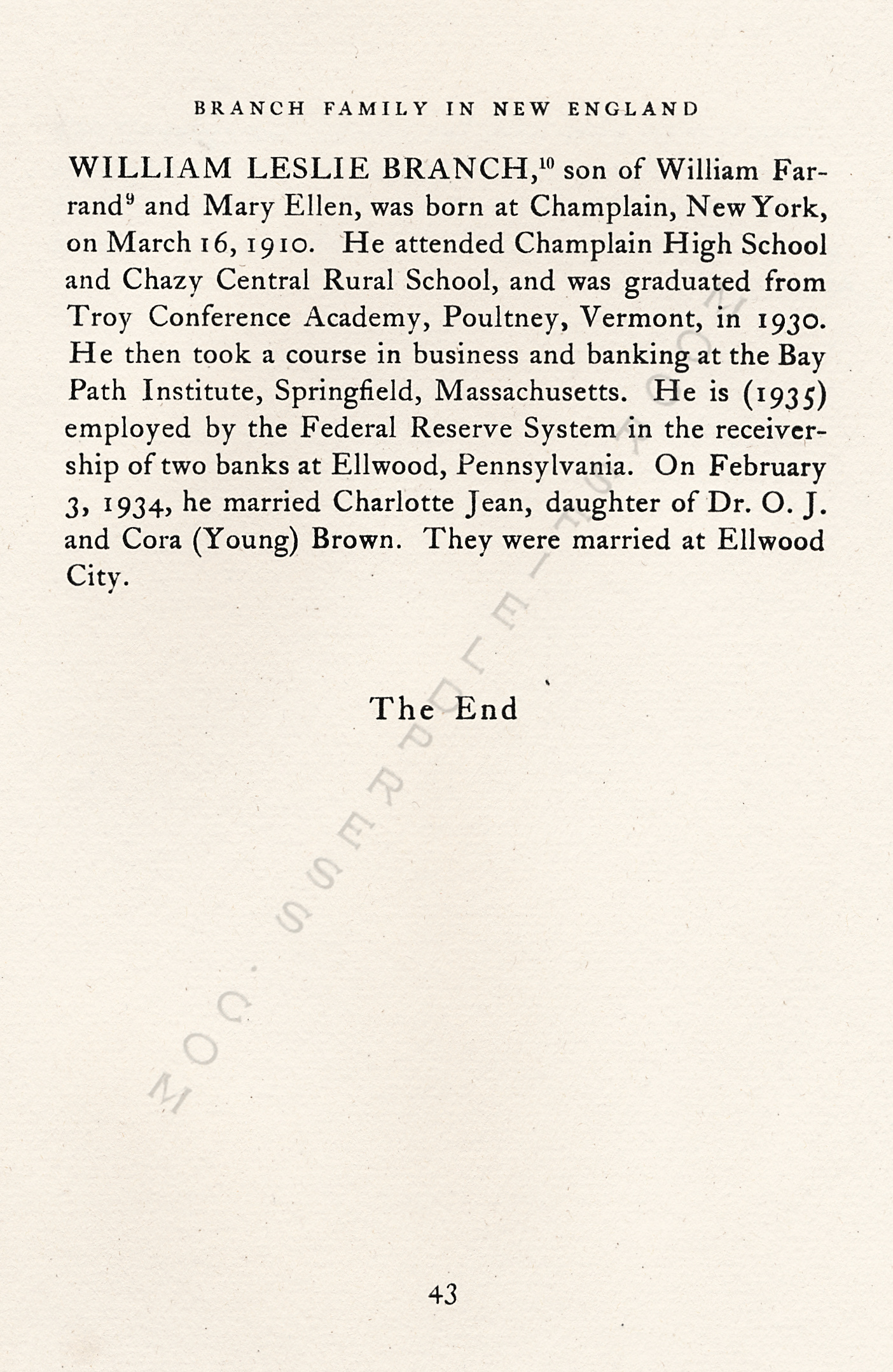 The Branch
                      Family of New England, The Line of William Farrand
                      Branch