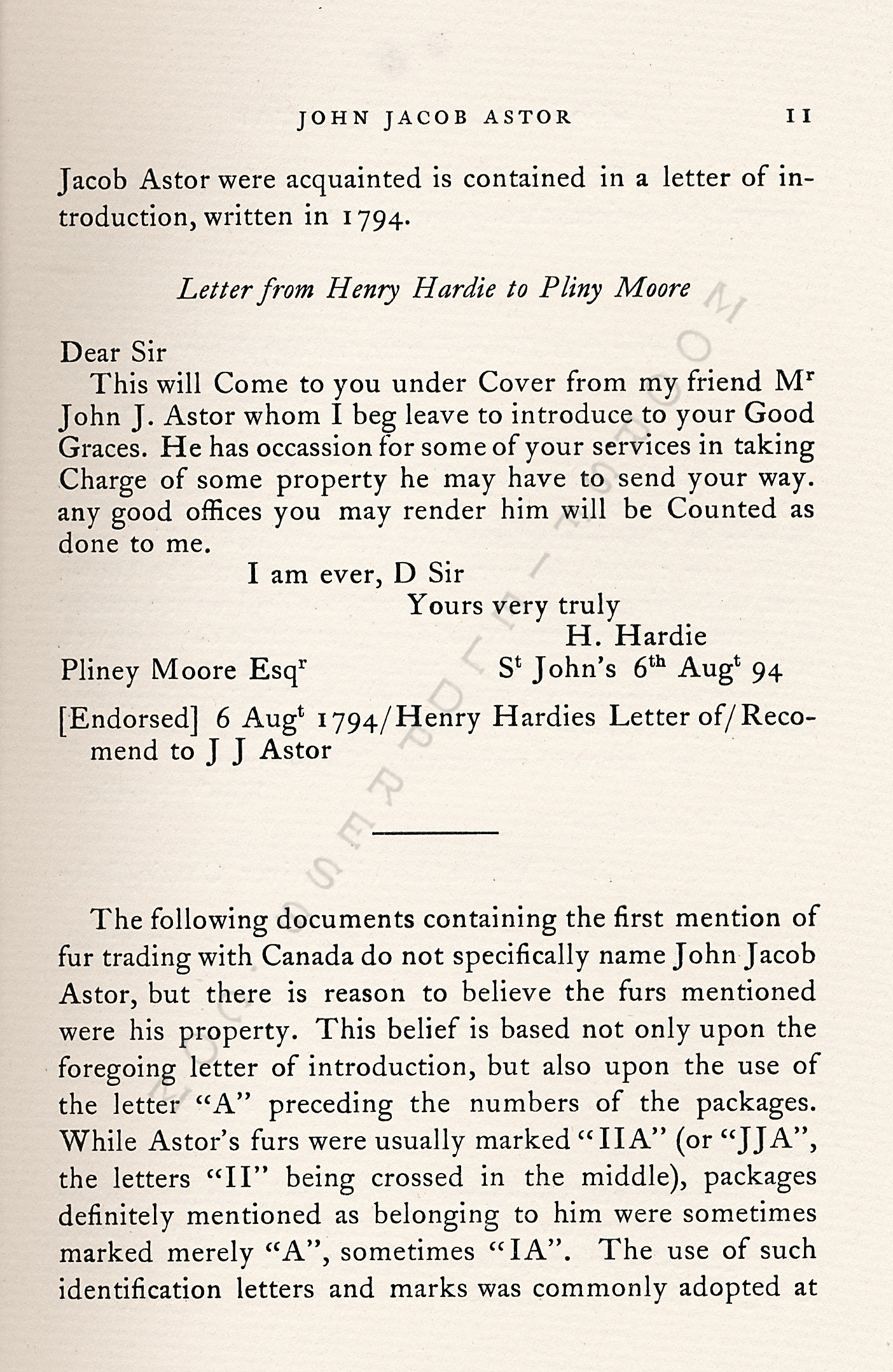 John Jacob
                      Astor Correspondence-Fur Trade with Lower Canada