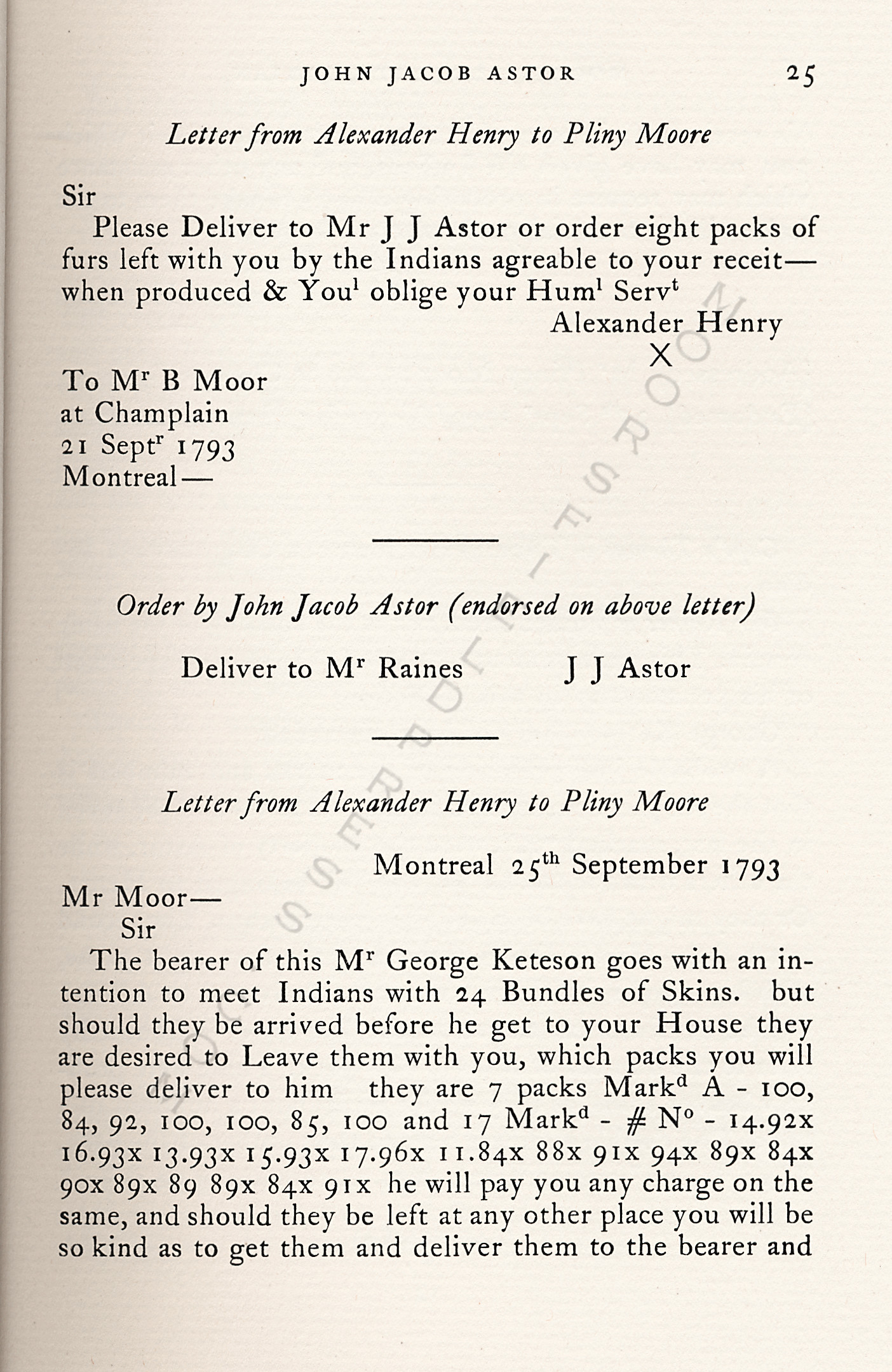 John Jacob
                      Astor Correspondence-Fur Trade with Lower Canada