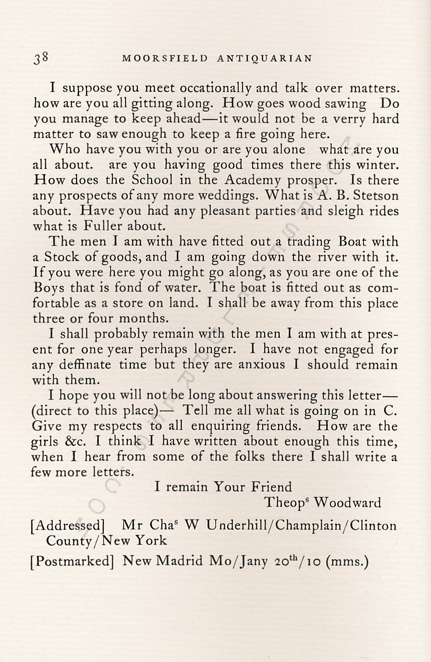 Letters from
                      New Madrid, Missouri - Theophilus Woodward 1846 -
                      1849