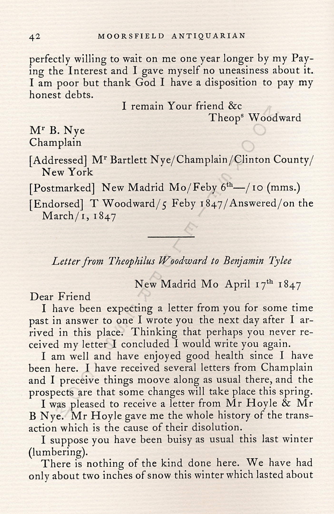 Letters from
                      New Madrid, Missouri - Theophilus Woodward 1846 -
                      1849